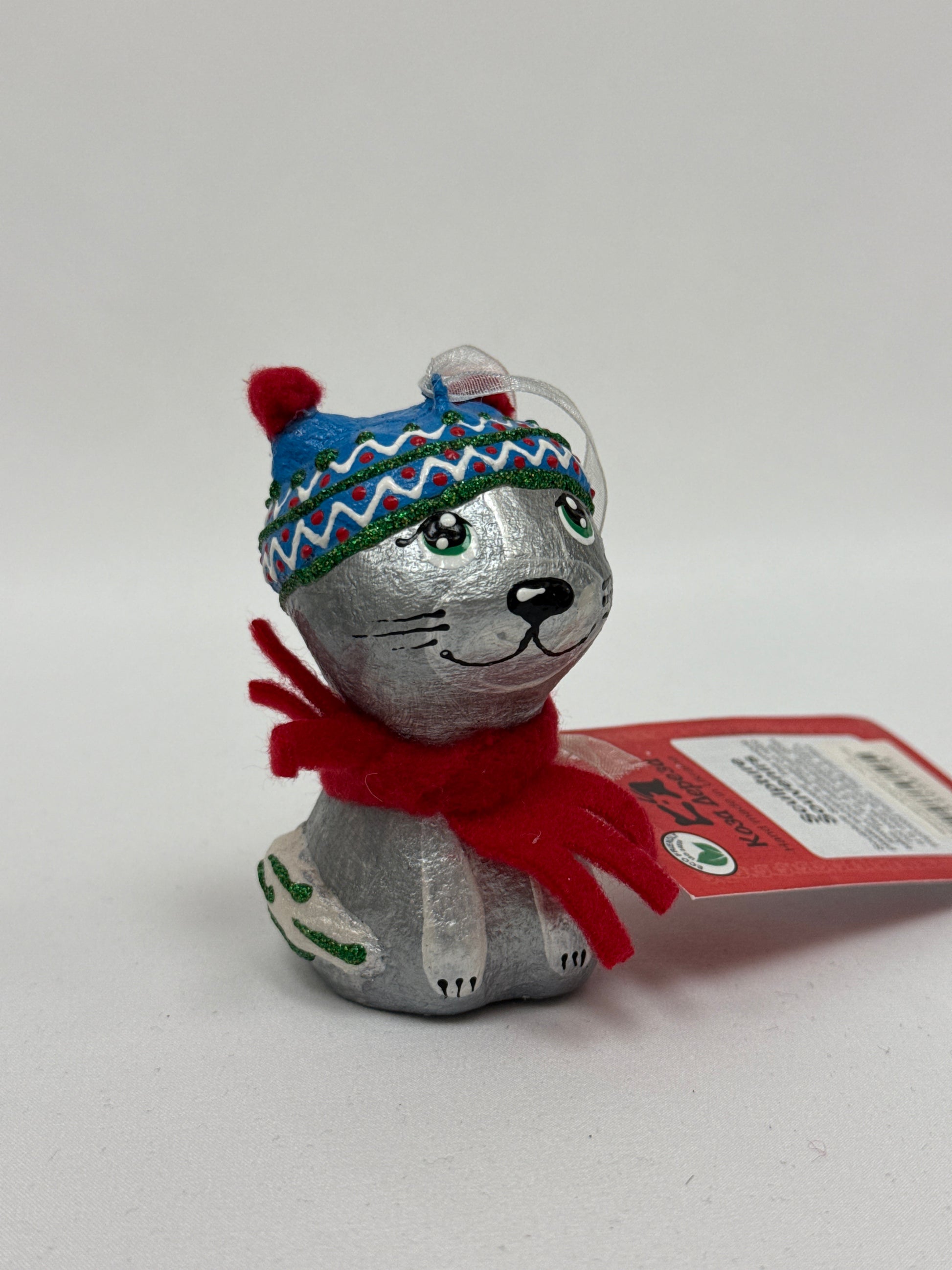 Christmas Ornament "Cat in a Blue Hat" (Sculpture)