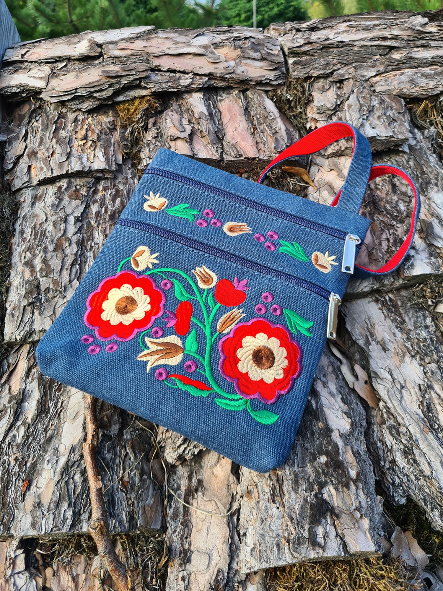 "Peonies" Embroidered Bag