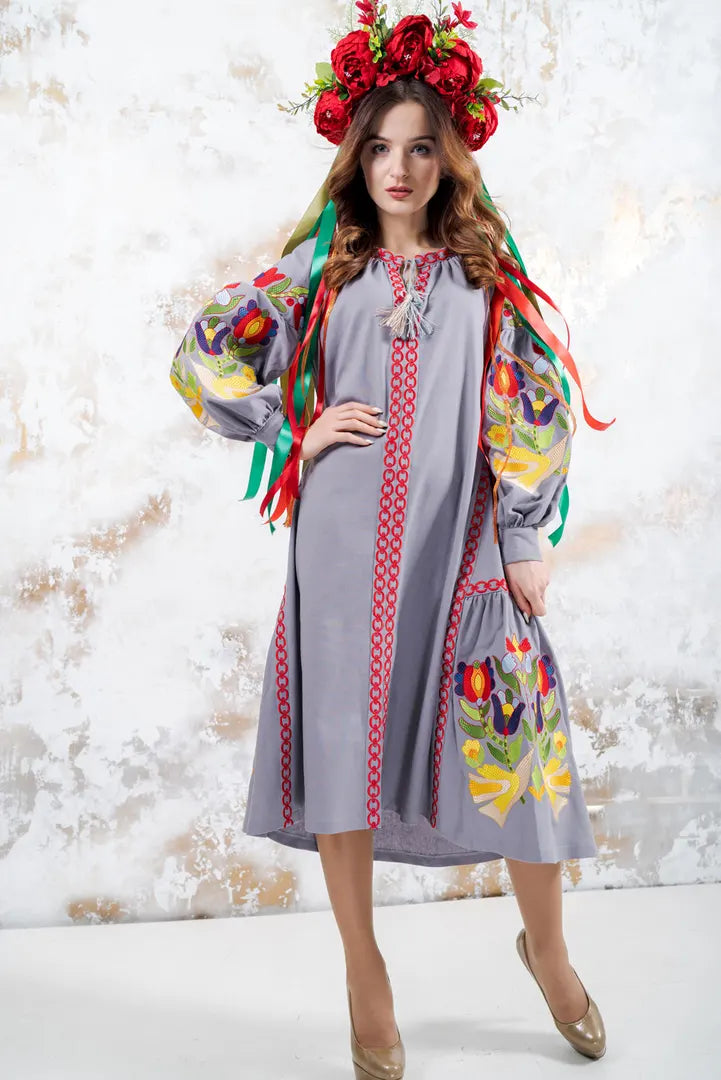 “Flora” Dress Gray