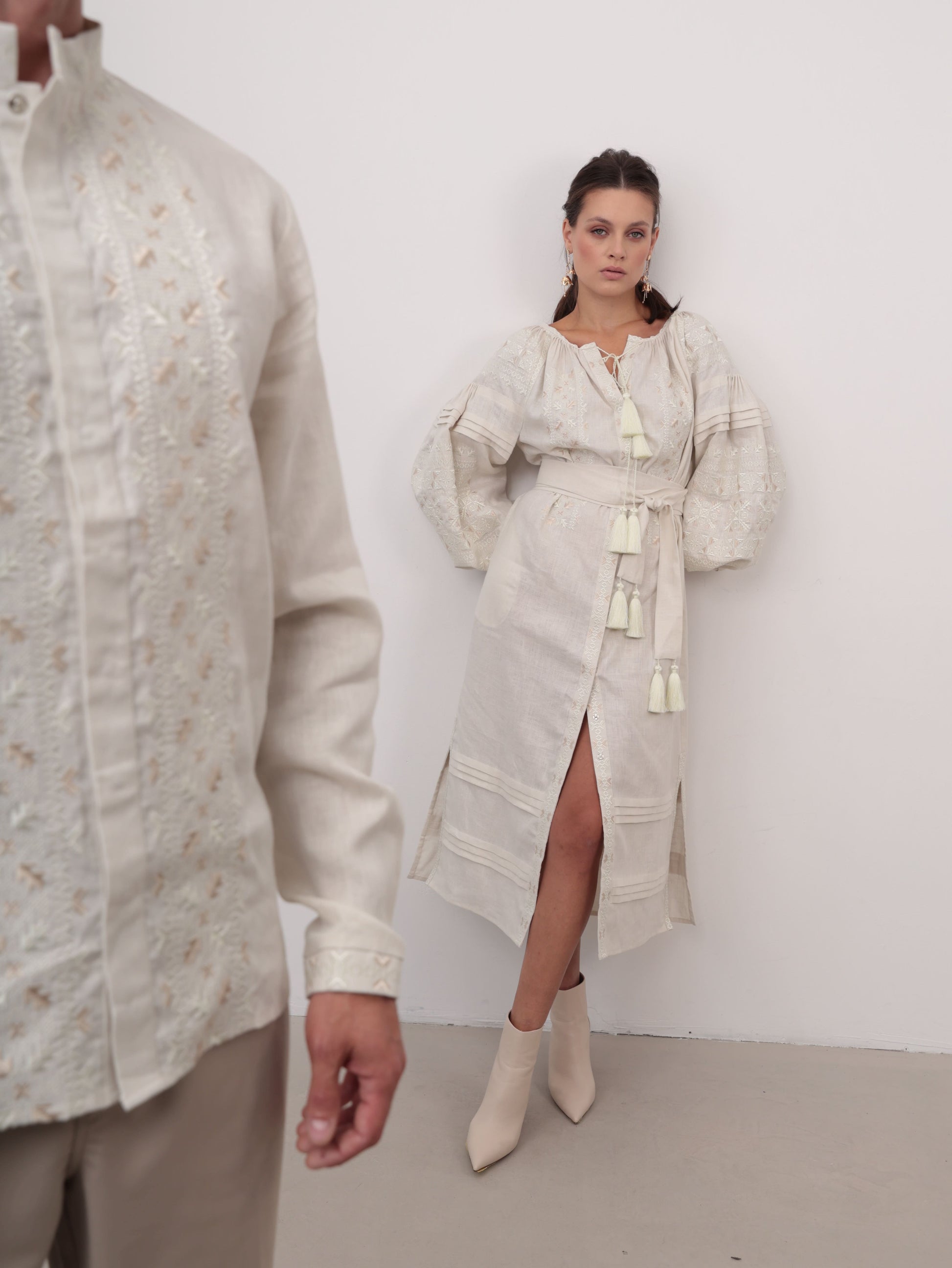 Cream linen dress “Zoriana”