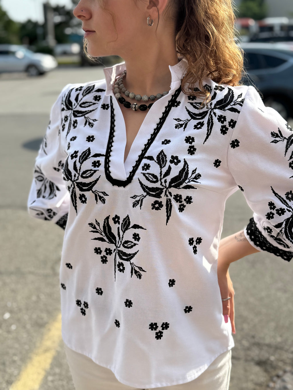 Jasmine Embroidered Shirt (Women’s) – 3/4 Sleeve Ukrainian Vyshyvanka