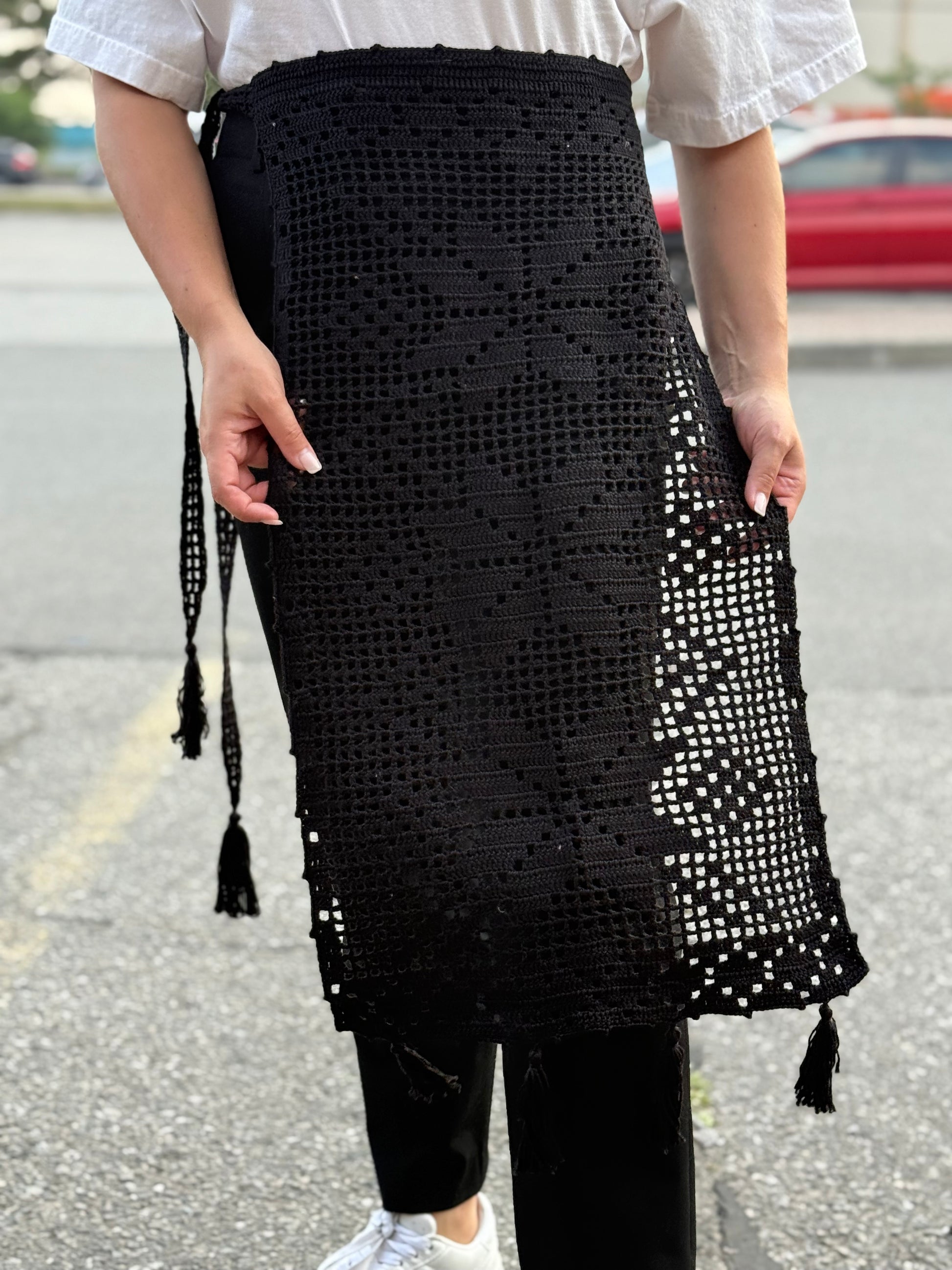 Hand-Knitted “Zapaska” with Traditional Ukrainian Ornament Black Colour