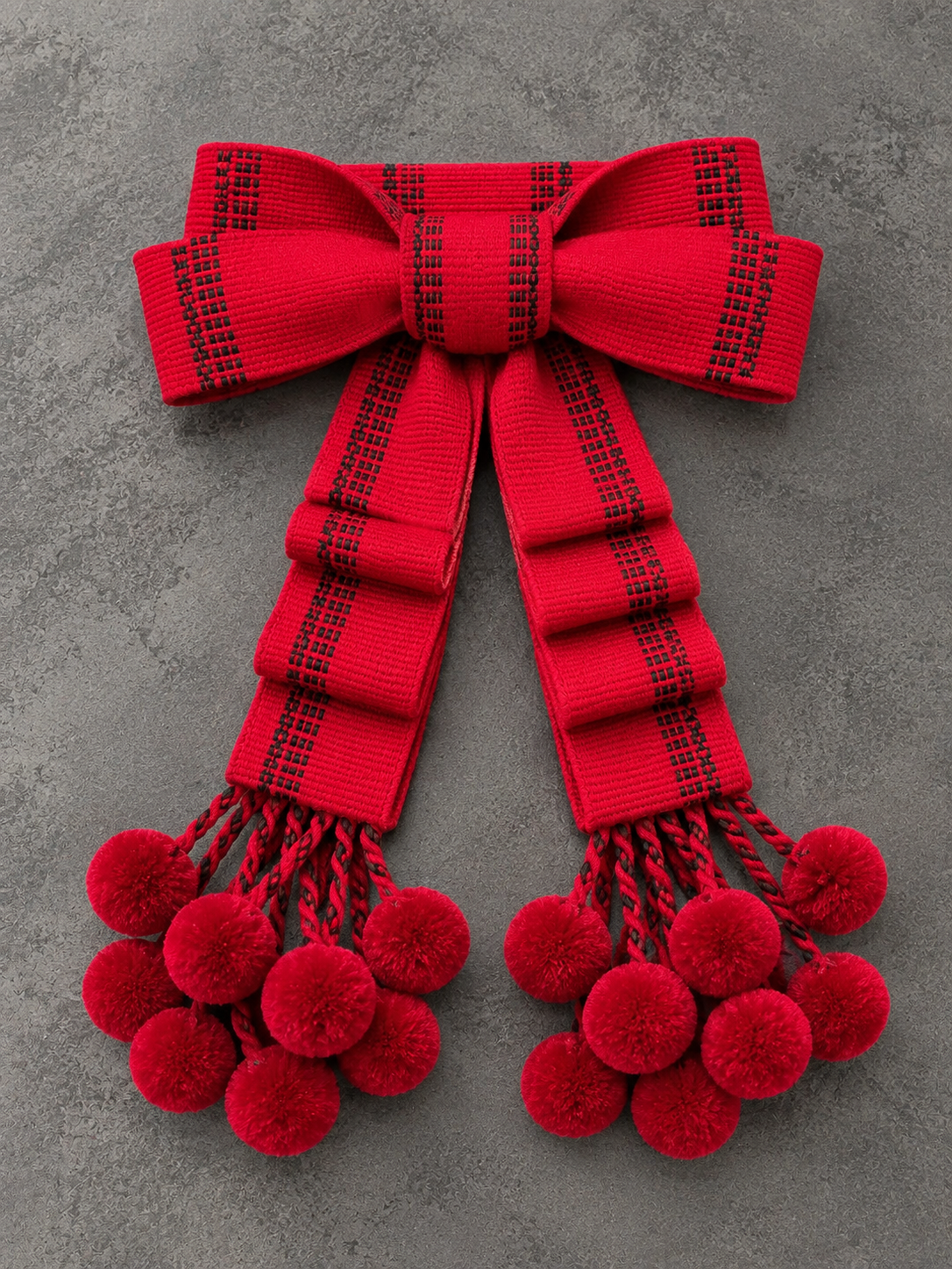Traditional Women’s Ukrainian Kraika with Tassels  Burgundy Colour With Black Ornament