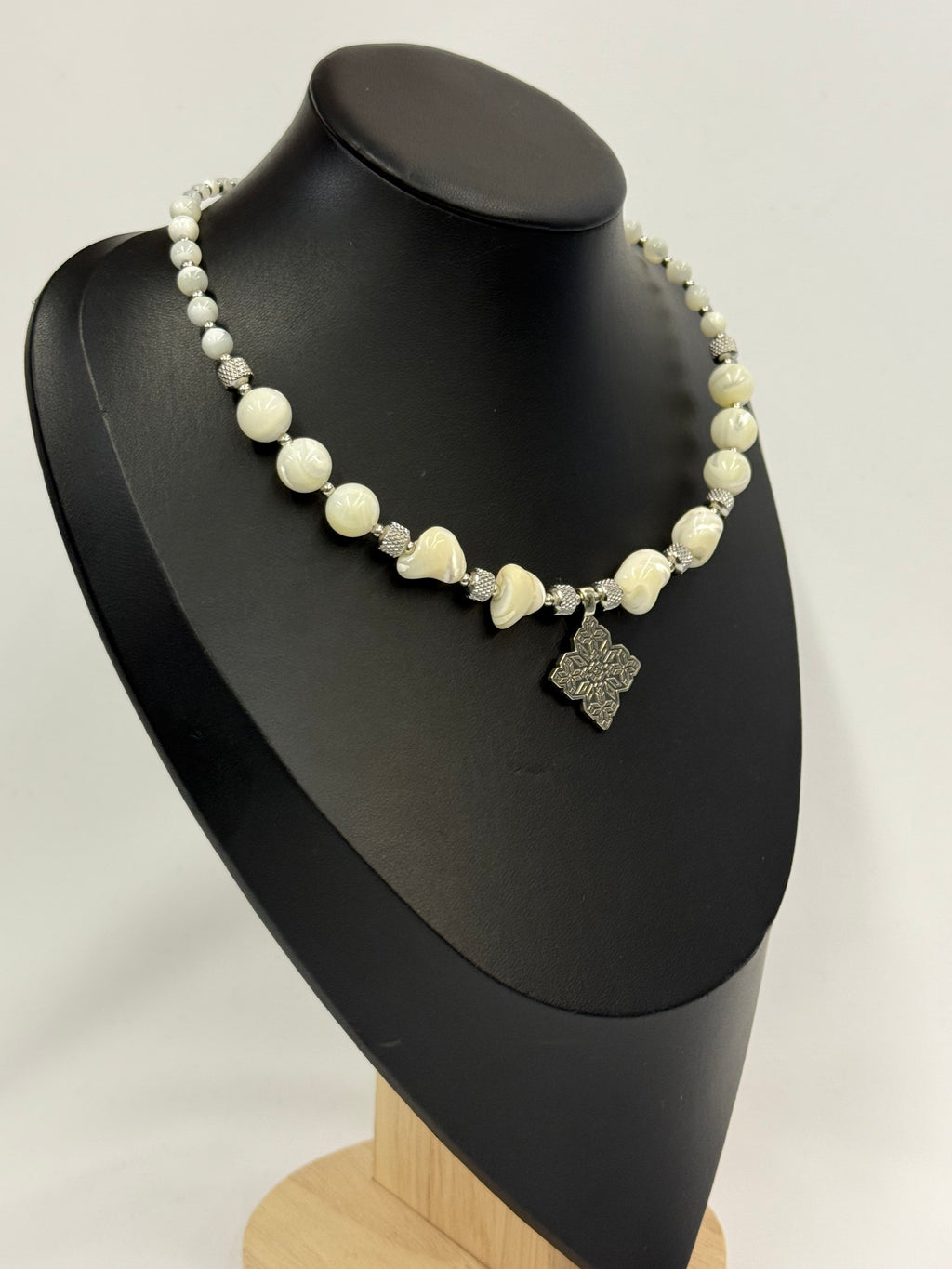 Mother of Pearl Choker with German Silver Pendant