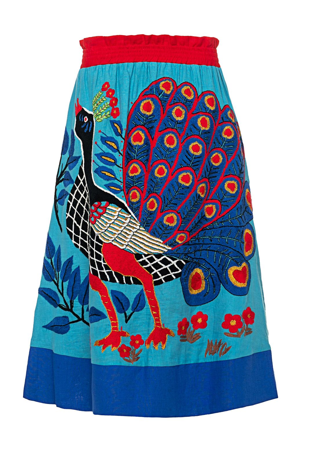 Linen skirt with hand embroidery