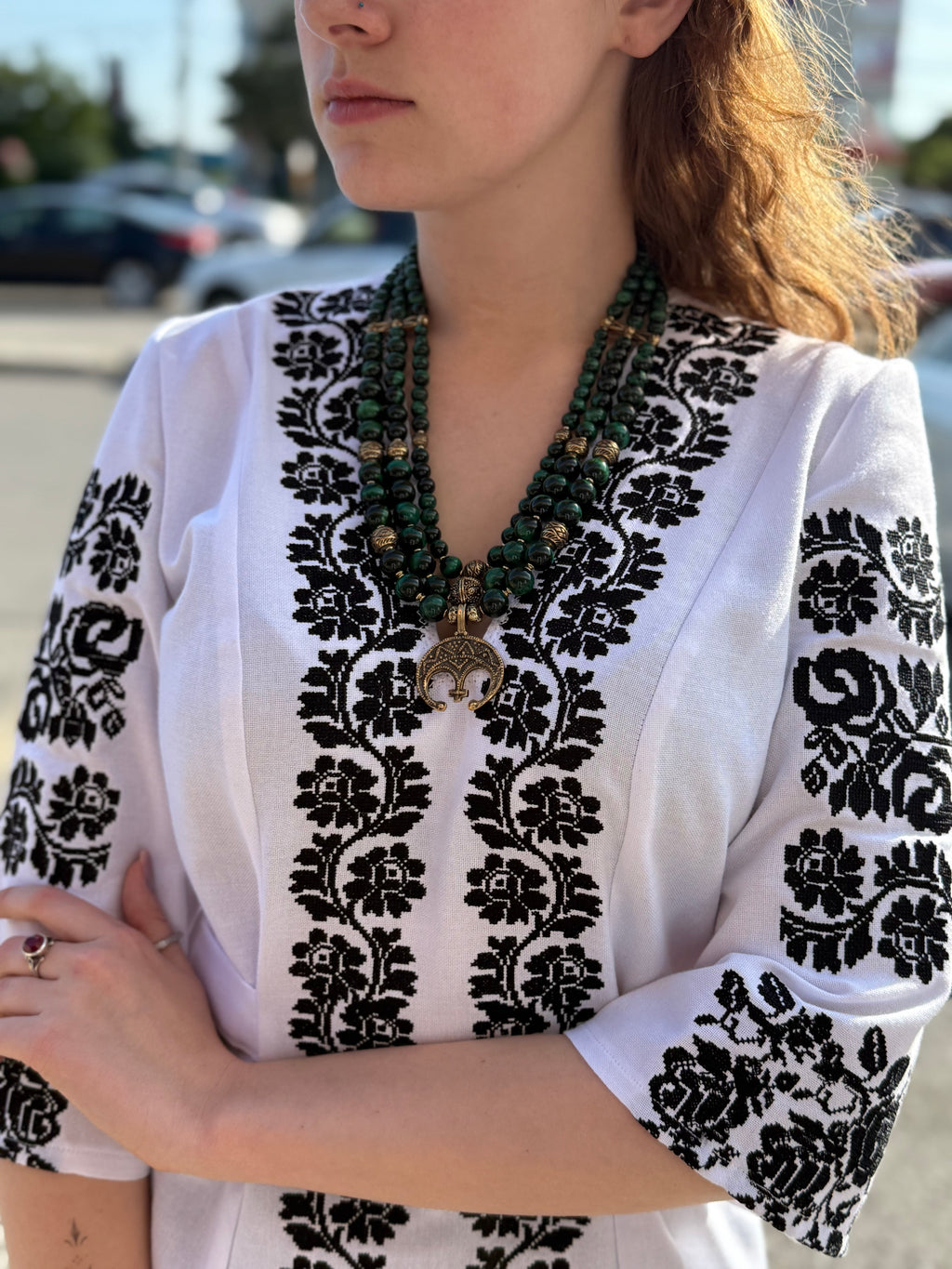 Branch Embroidered Shirt (Women’s - Black, 3/4 Sleeve)