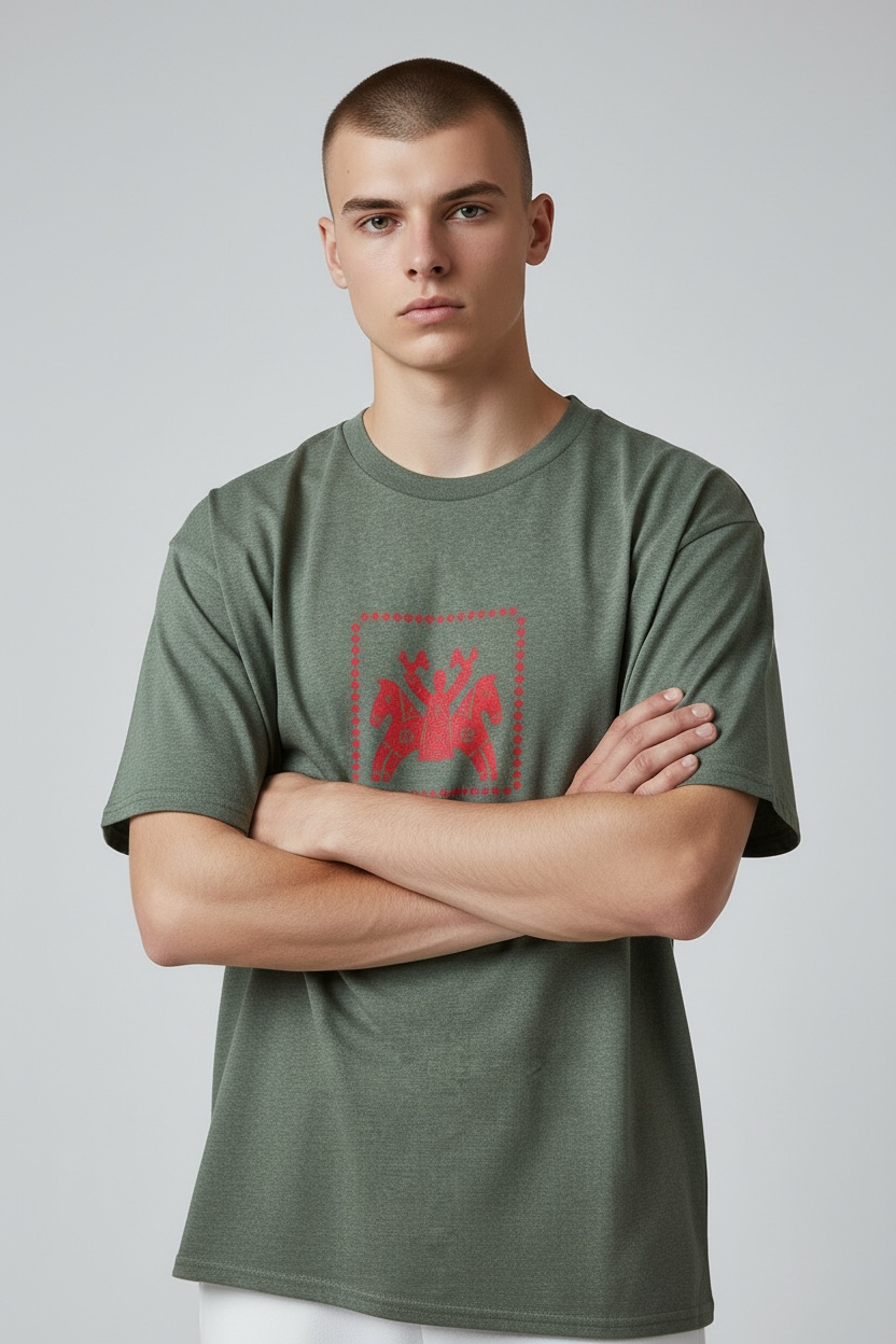 T-shirt with traditional block print