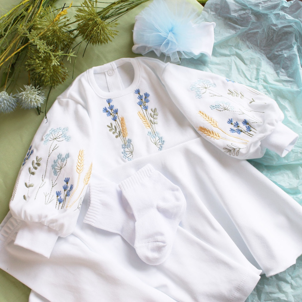 Embroidered Newborn Baby Girl Outfit Set