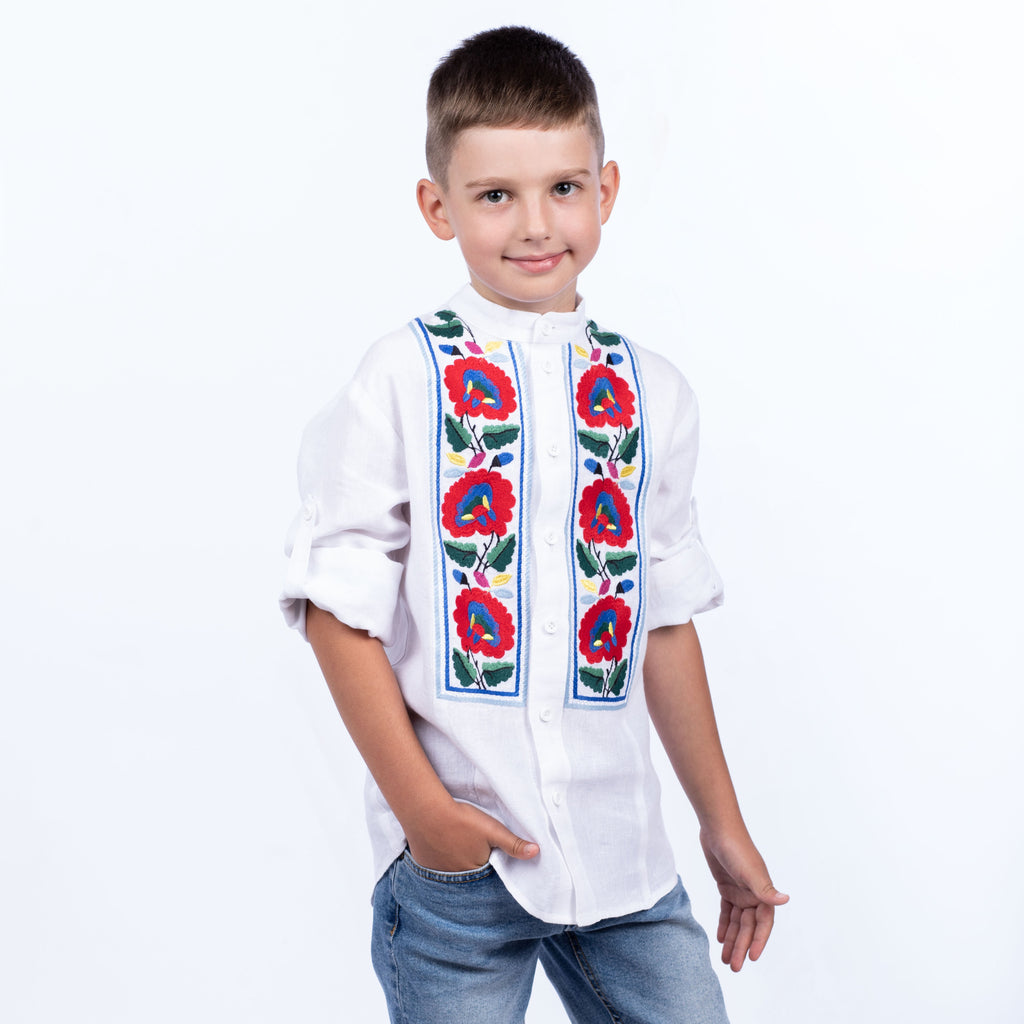 Boys’ Linen Embroidered Shirt