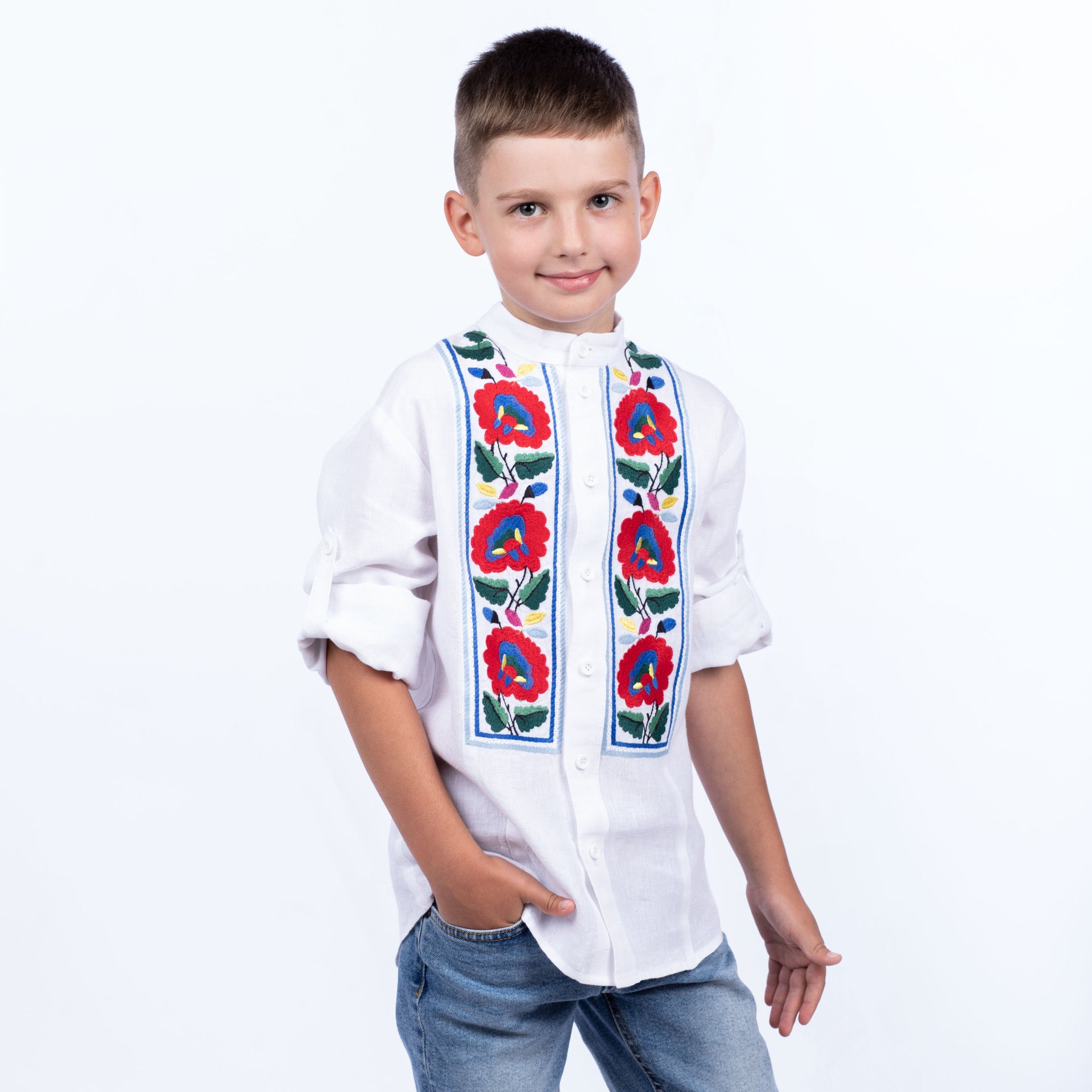 Boys’ Linen Embroidered Shirt