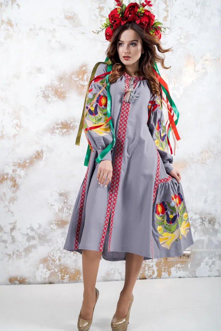 “Flora” Dress Gray