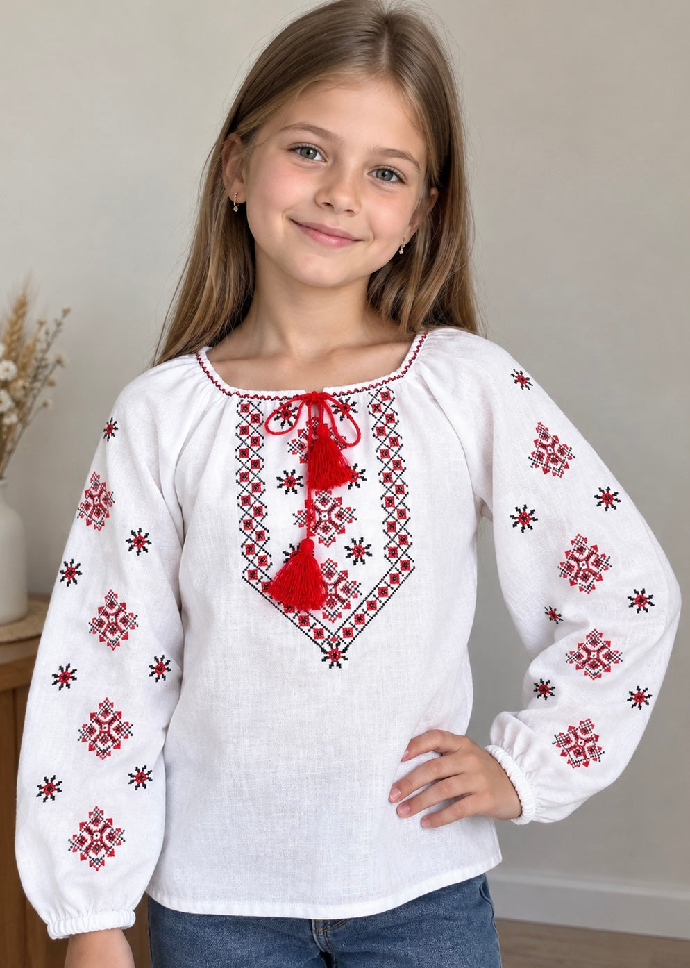 Girls White Vyshyvanka In Ukrainian Traditions
