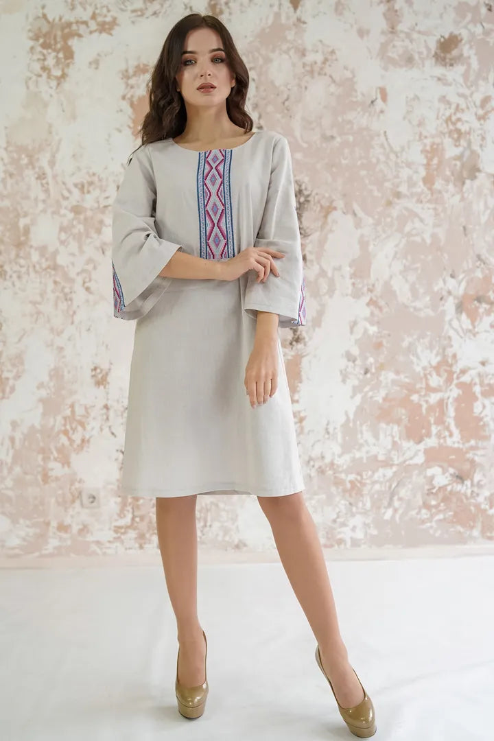 Grey Linen “Hutsulka” Dress