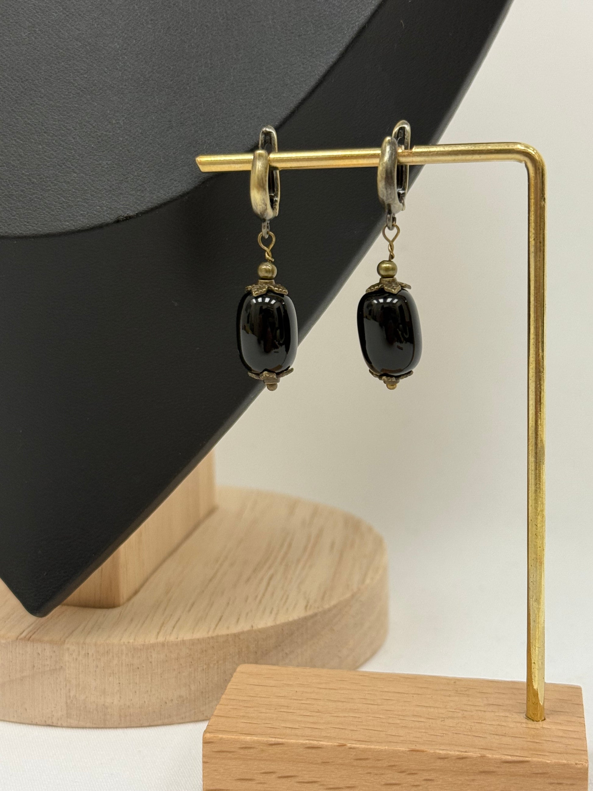 Earrings – Natural Black Agate