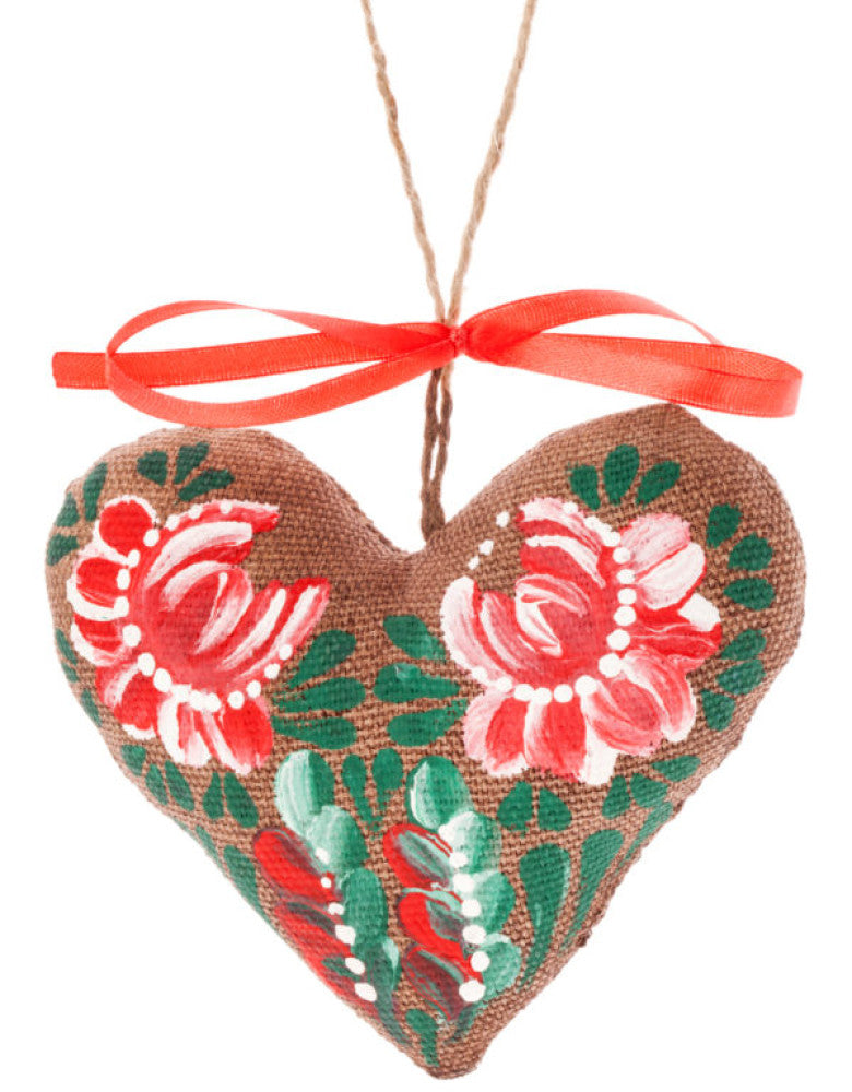Souvenir "Heart with Red Flowers (Petrykivka Painting) (coffee)"