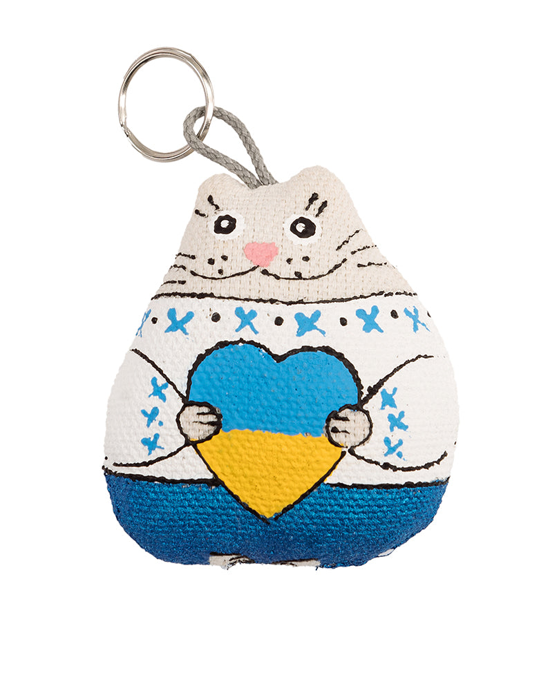 Keychain "Cat with a yellow-blue heart"