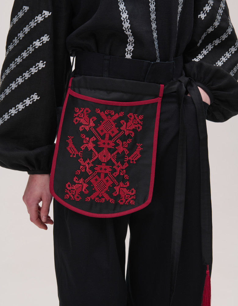 Pouch with Bordeaux Birds