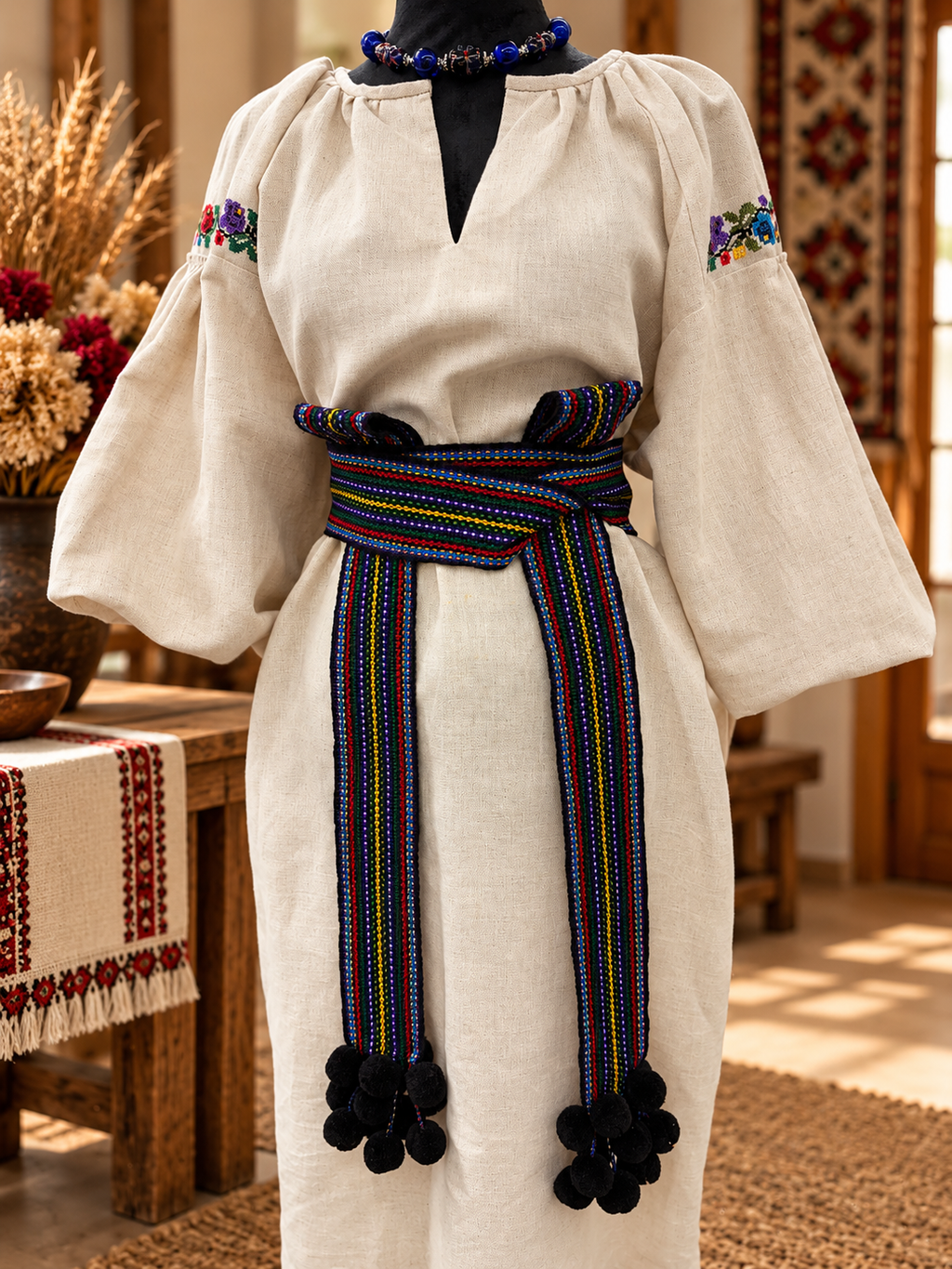 Traditional Women’s Ukrainian Kraika With Purple - Blue Tassels