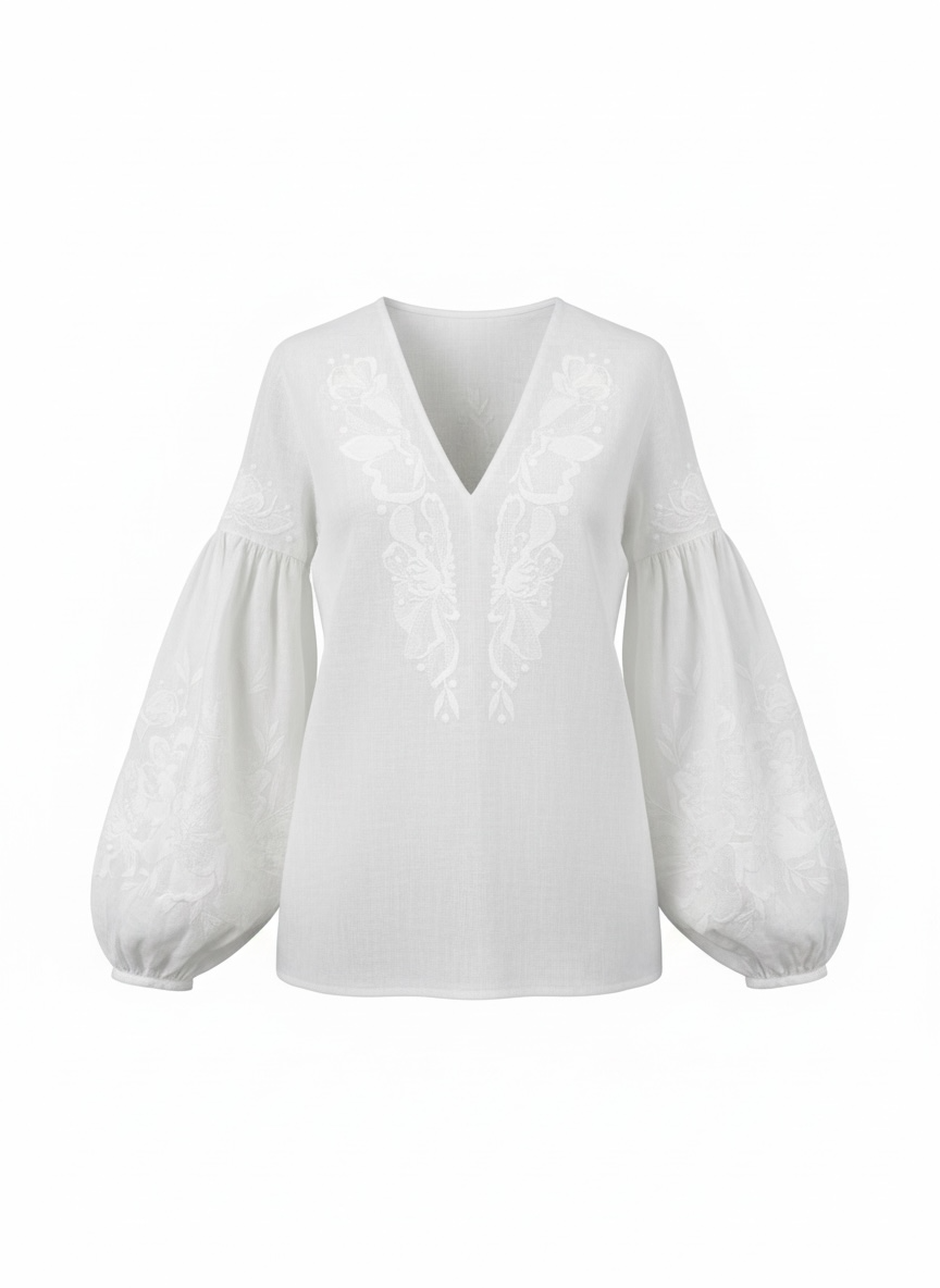 White Linen Embroidered Blouse “Nizhnist”