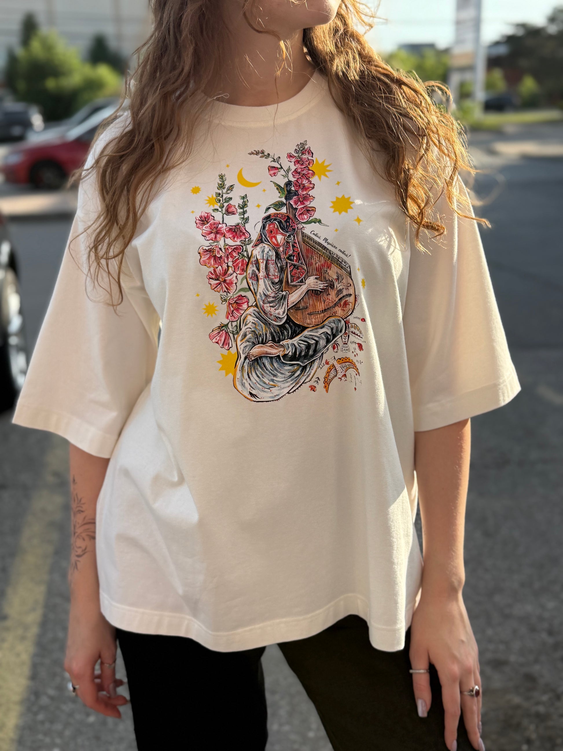 T-Shirt with Ukrainian Print Motanka with Bandura