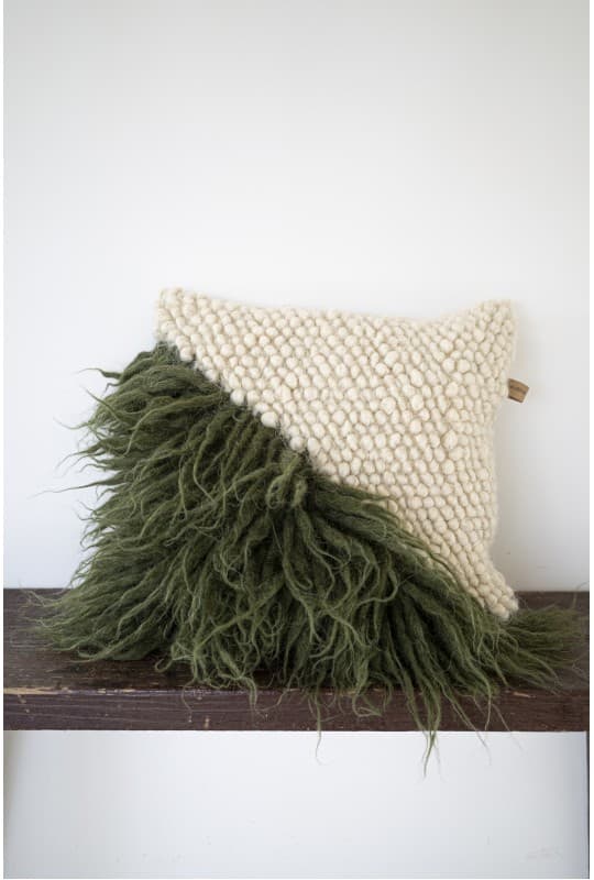 Handwoven Carpathian Wool Pillow “Forest”