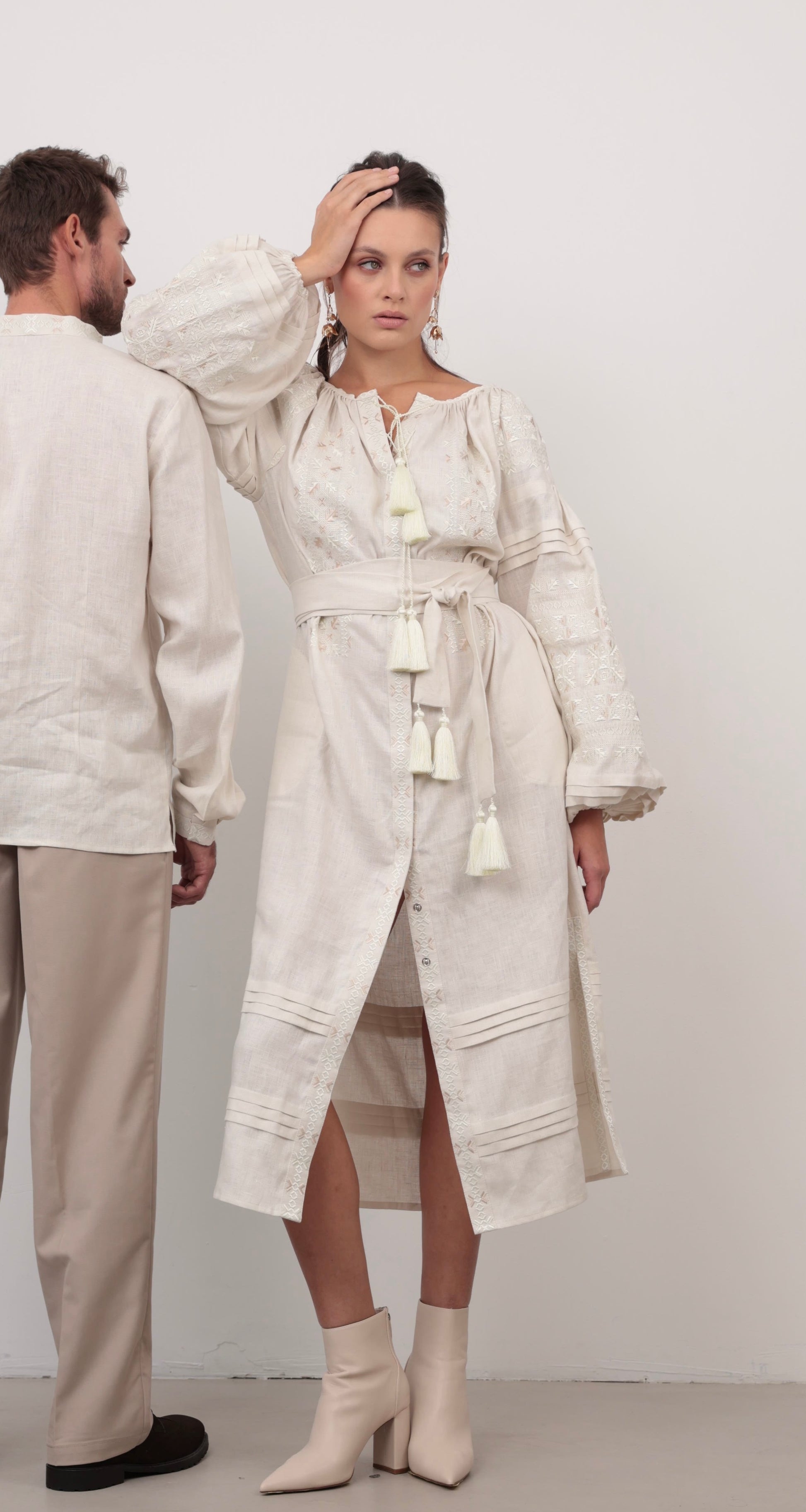 Cream linen dress “Zoriana”