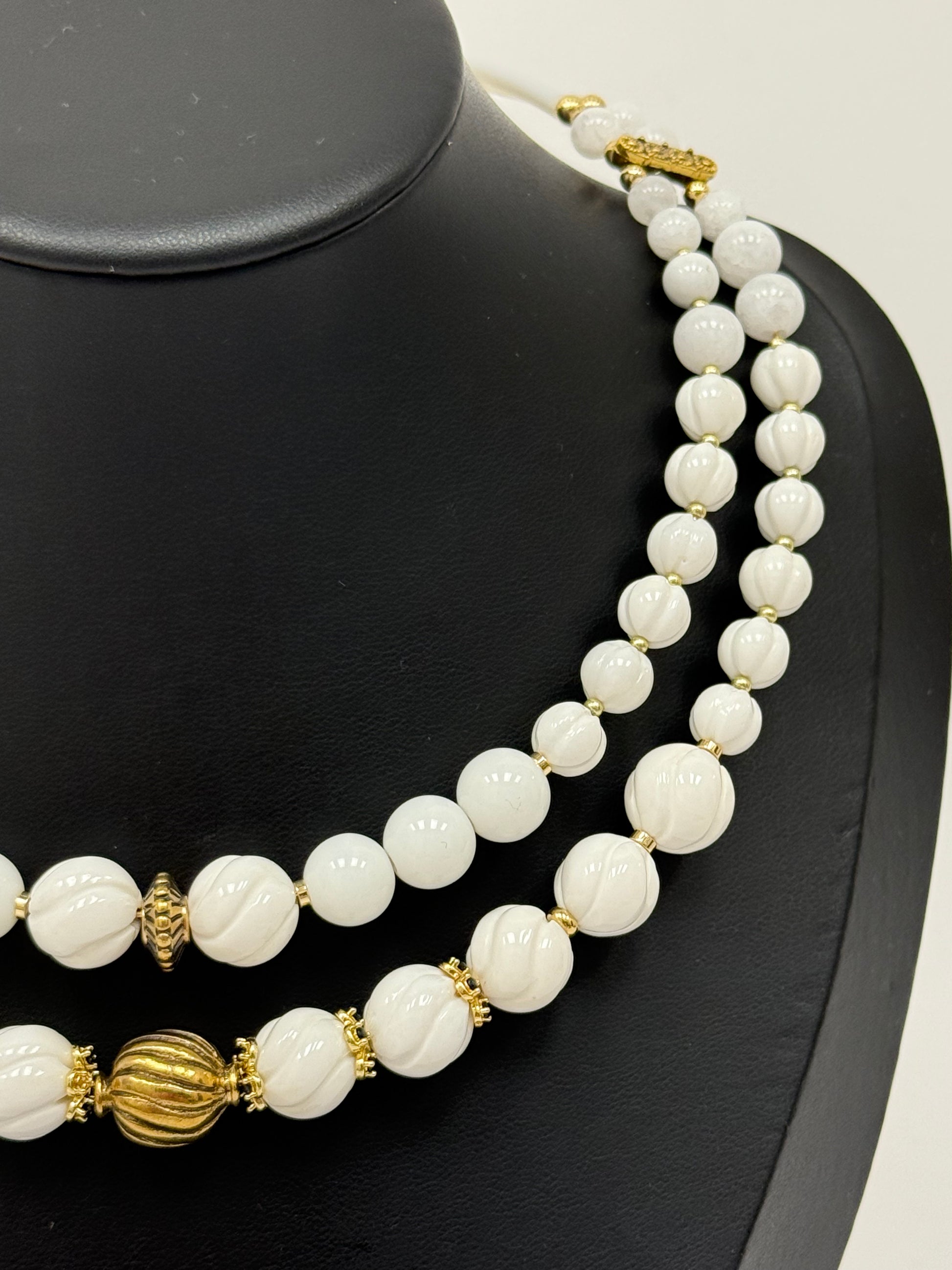White Shell and Brass Bead Choker – Minimalist Ukrainian-Inspired Necklace