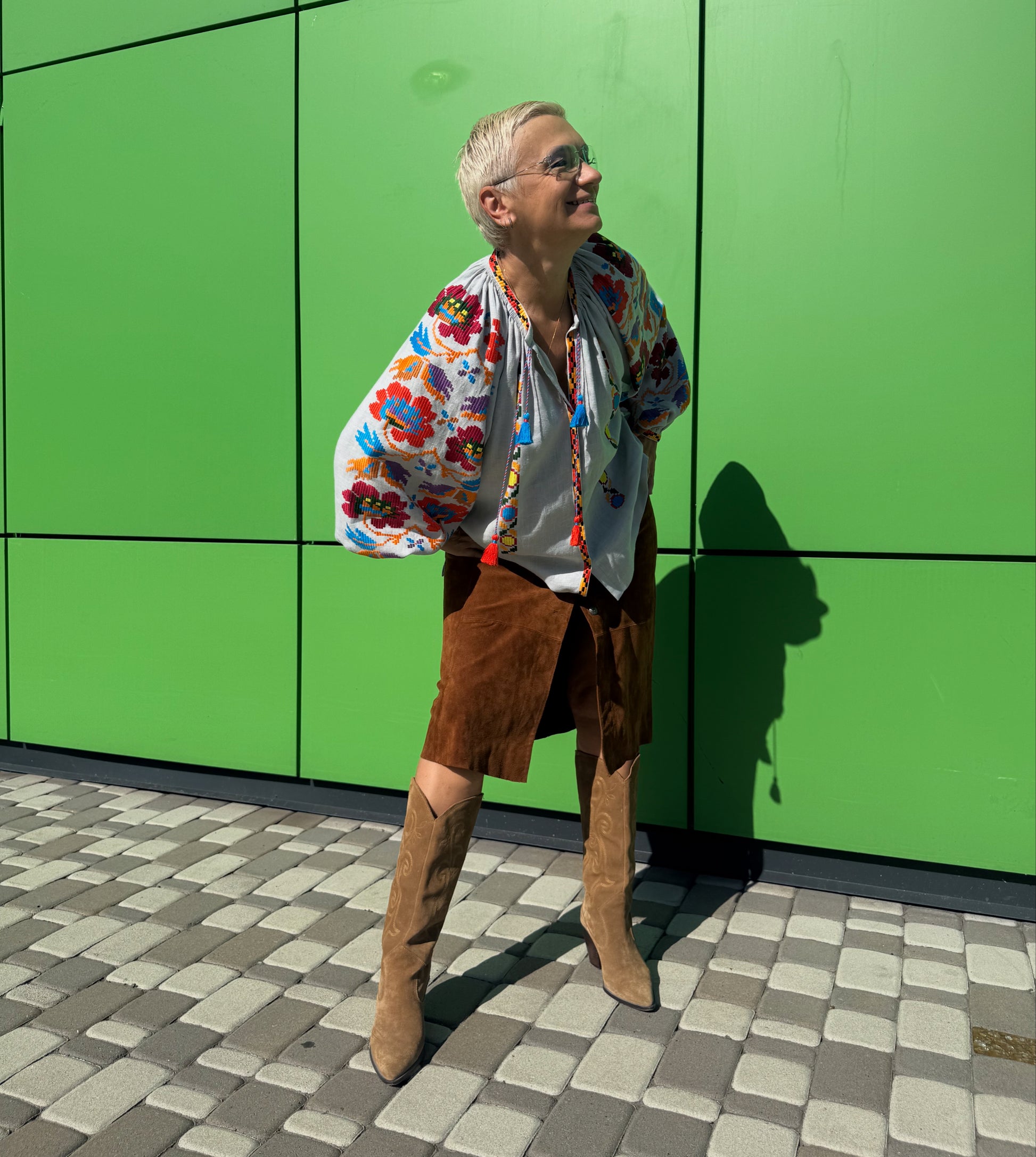 Exclusive Handmade Vyshyvanka On Grey Linen