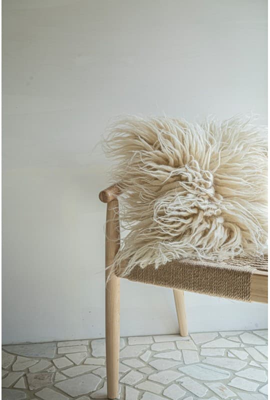 White Handwoven Carpathian Wool Pillow “Gunia”