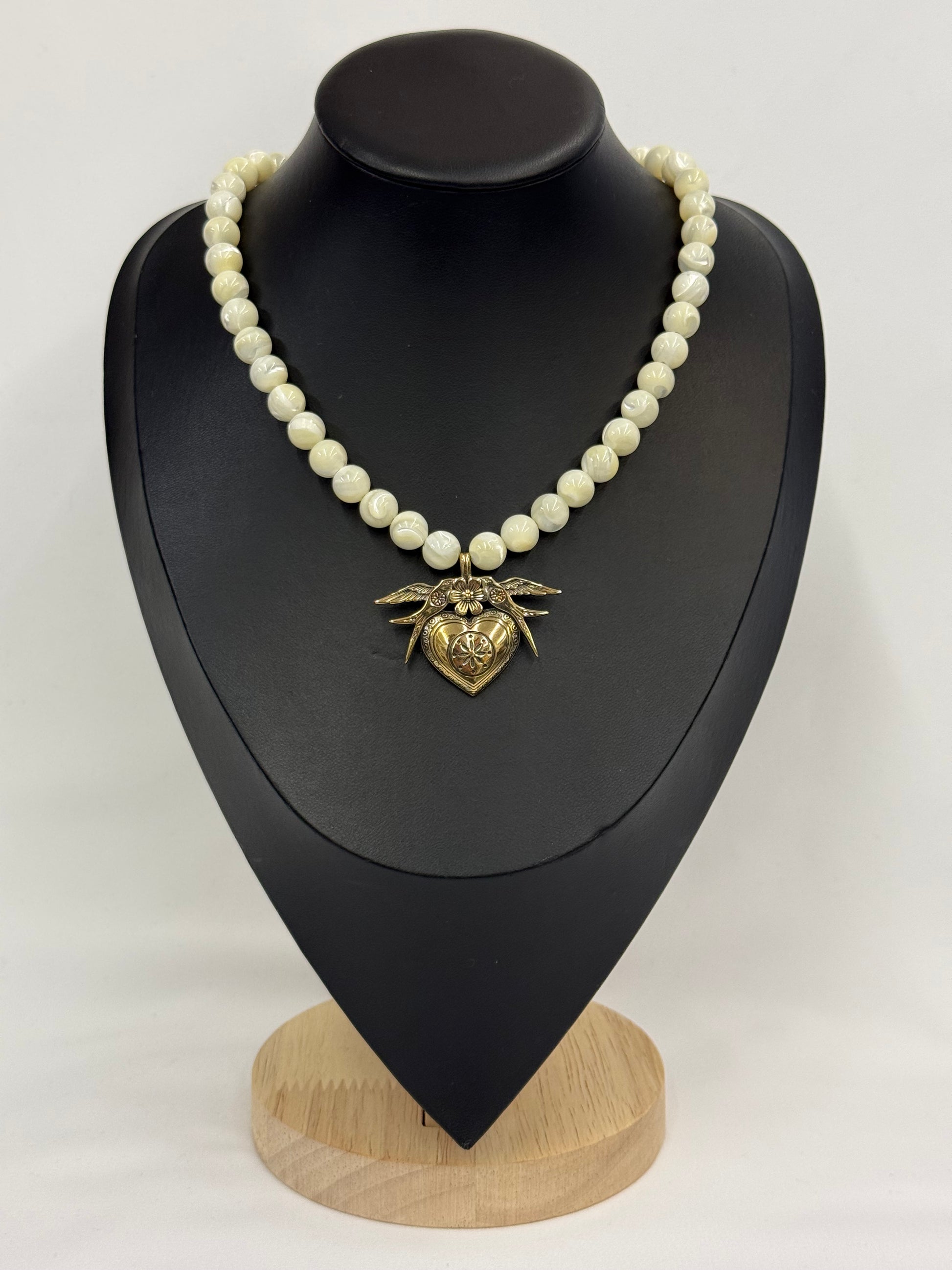 Mother of Pearl Necklace with “Yahnusok” Brass Pendant