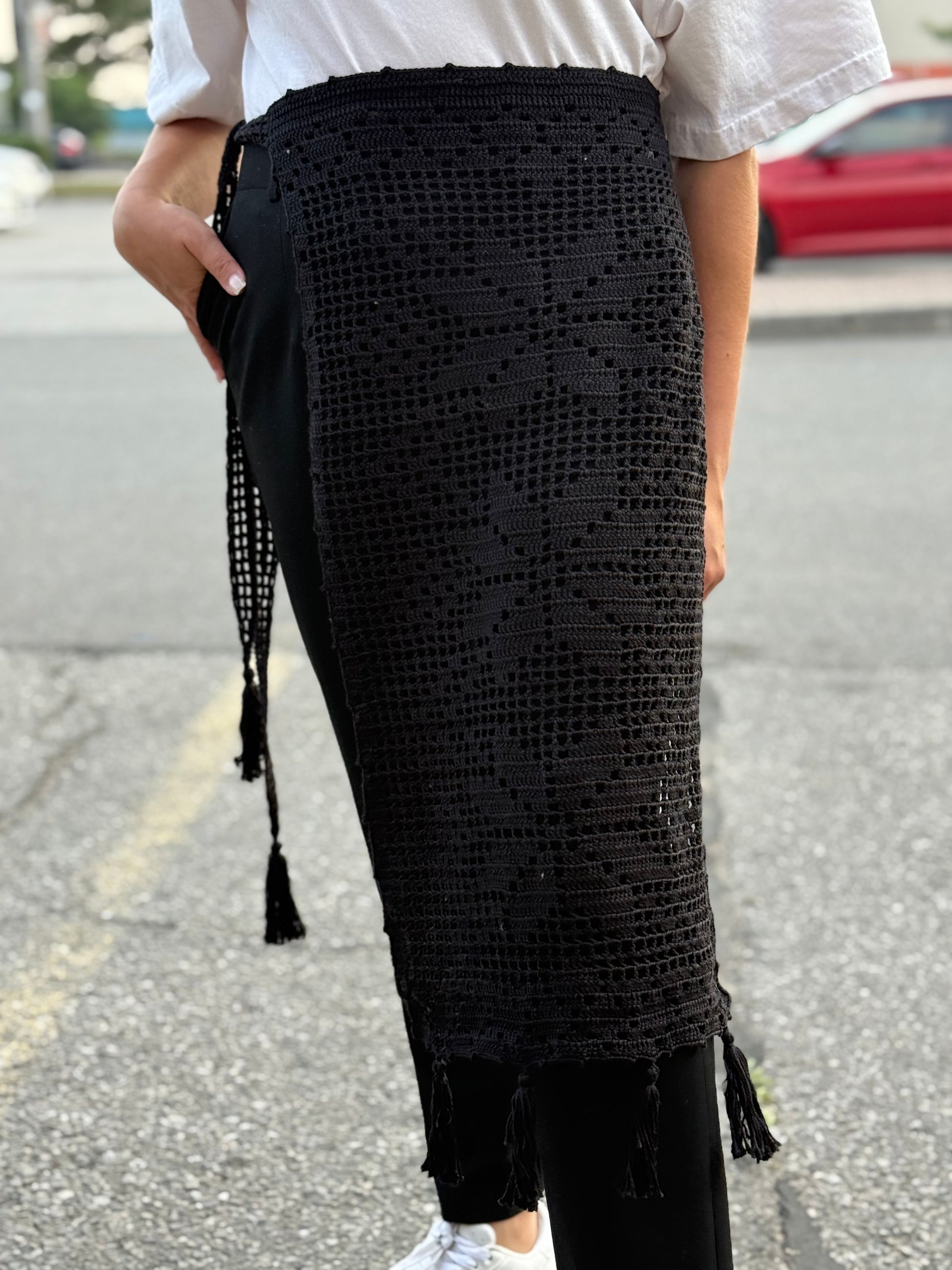 Hand-Knitted “Zapaska” with Traditional Ukrainian Ornament Black Colour