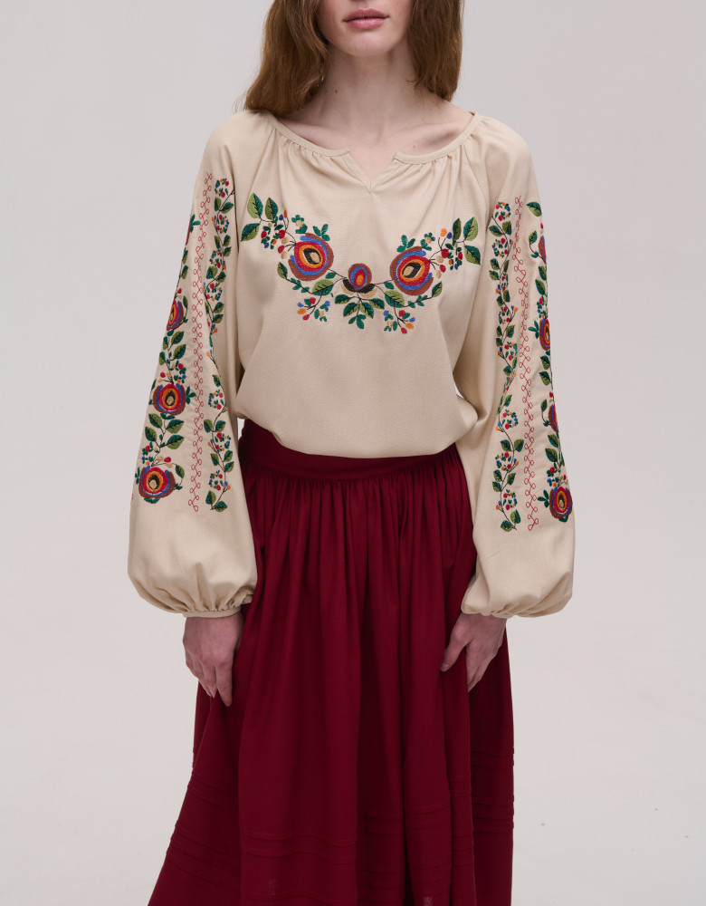 Rozmai Burgundy Linen Midi Skirt