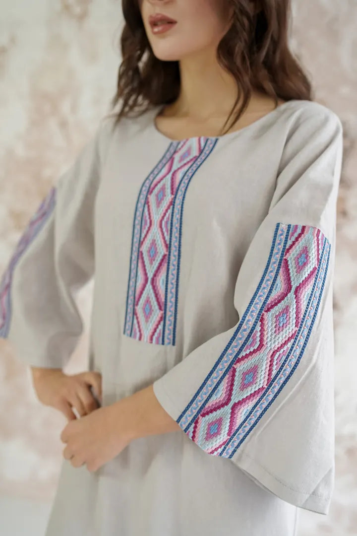 Grey Linen “Hutsulka” Dress