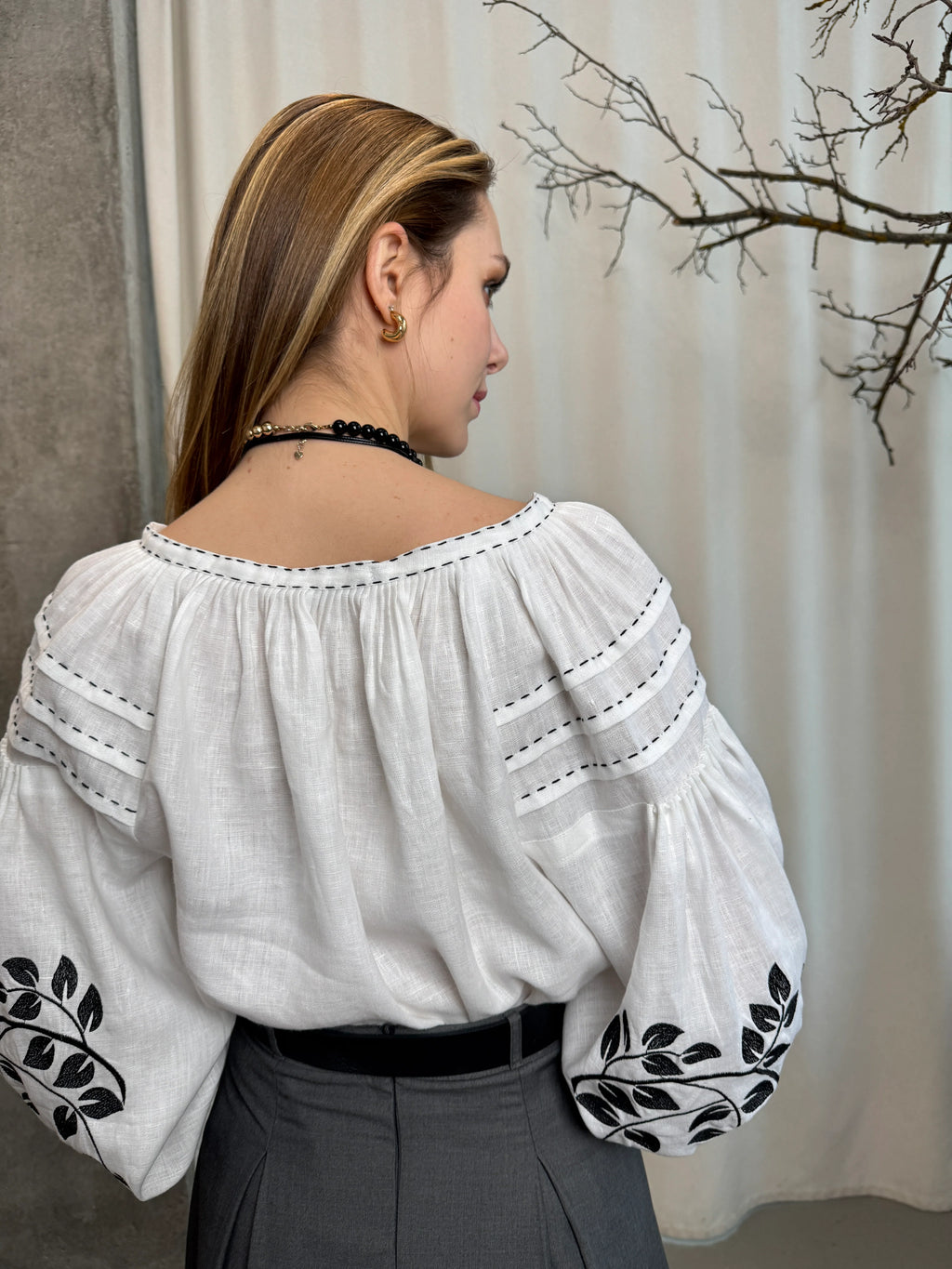 "Nastasia" Oversized Embroidered Blouse