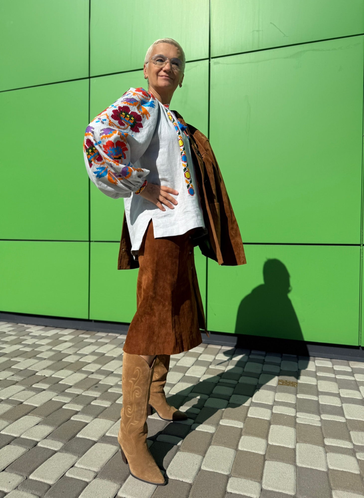 Exclusive Handmade Vyshyvanka On Grey Linen