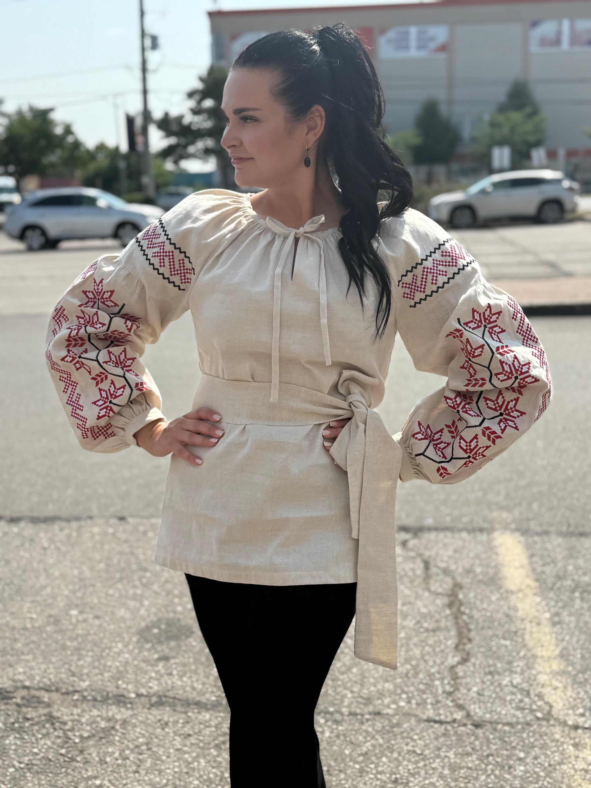 Women’s Vyshyvanka Linen Long Sleeve In Ukrainian Traditions
