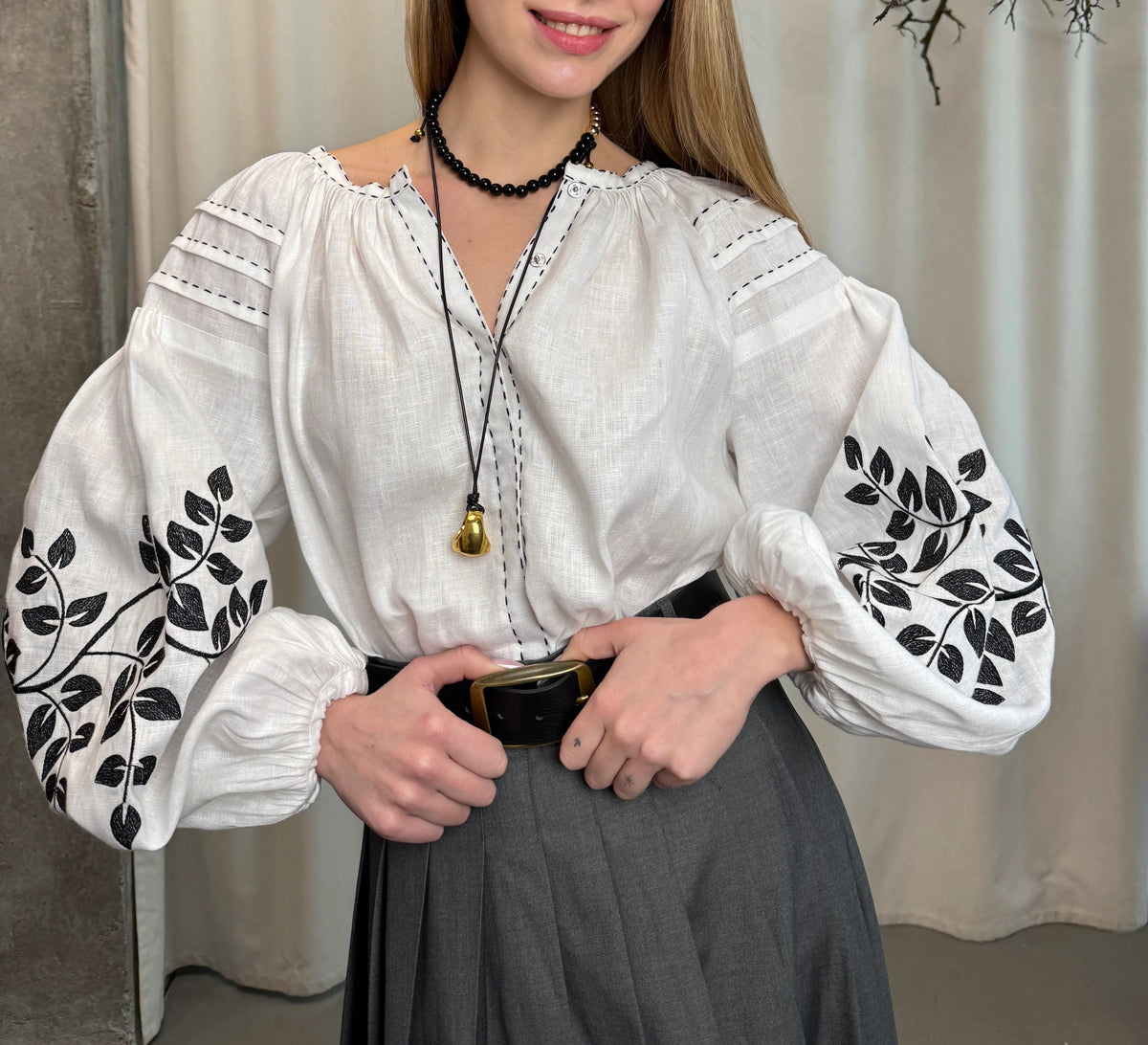 "Nastasia" Oversized Embroidered Blouse