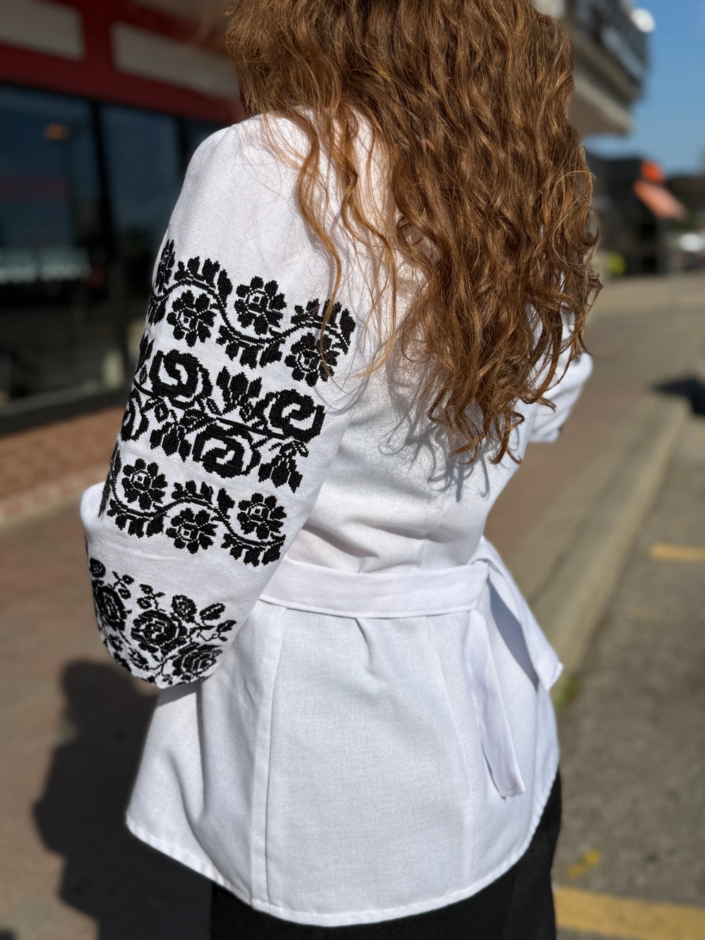 Branch Embroidered Shirt (Women’s - Black, 3/4 Sleeve)