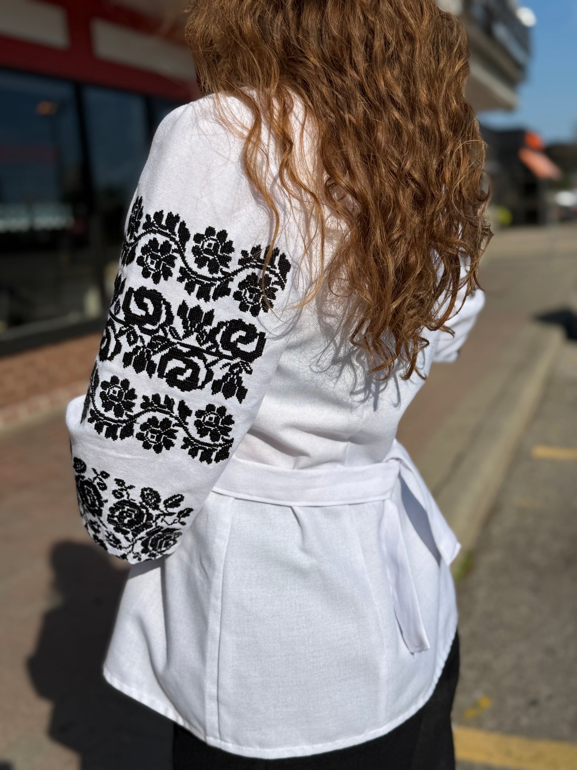 Branch Embroidered Shirt (Women’s - Black, 3/4 Sleeve)