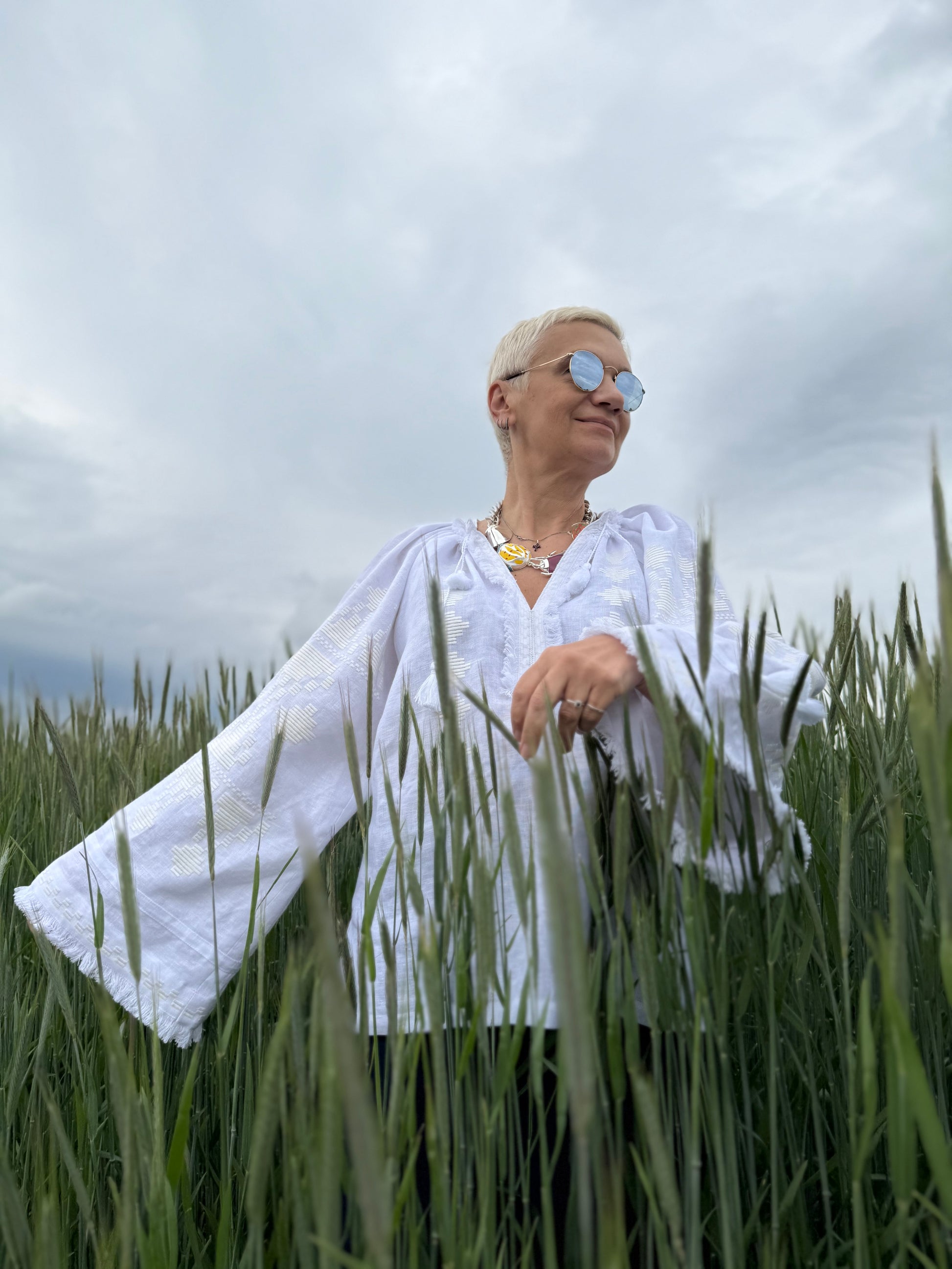 Exclusive Handmade Vyshyvanka On White Linen