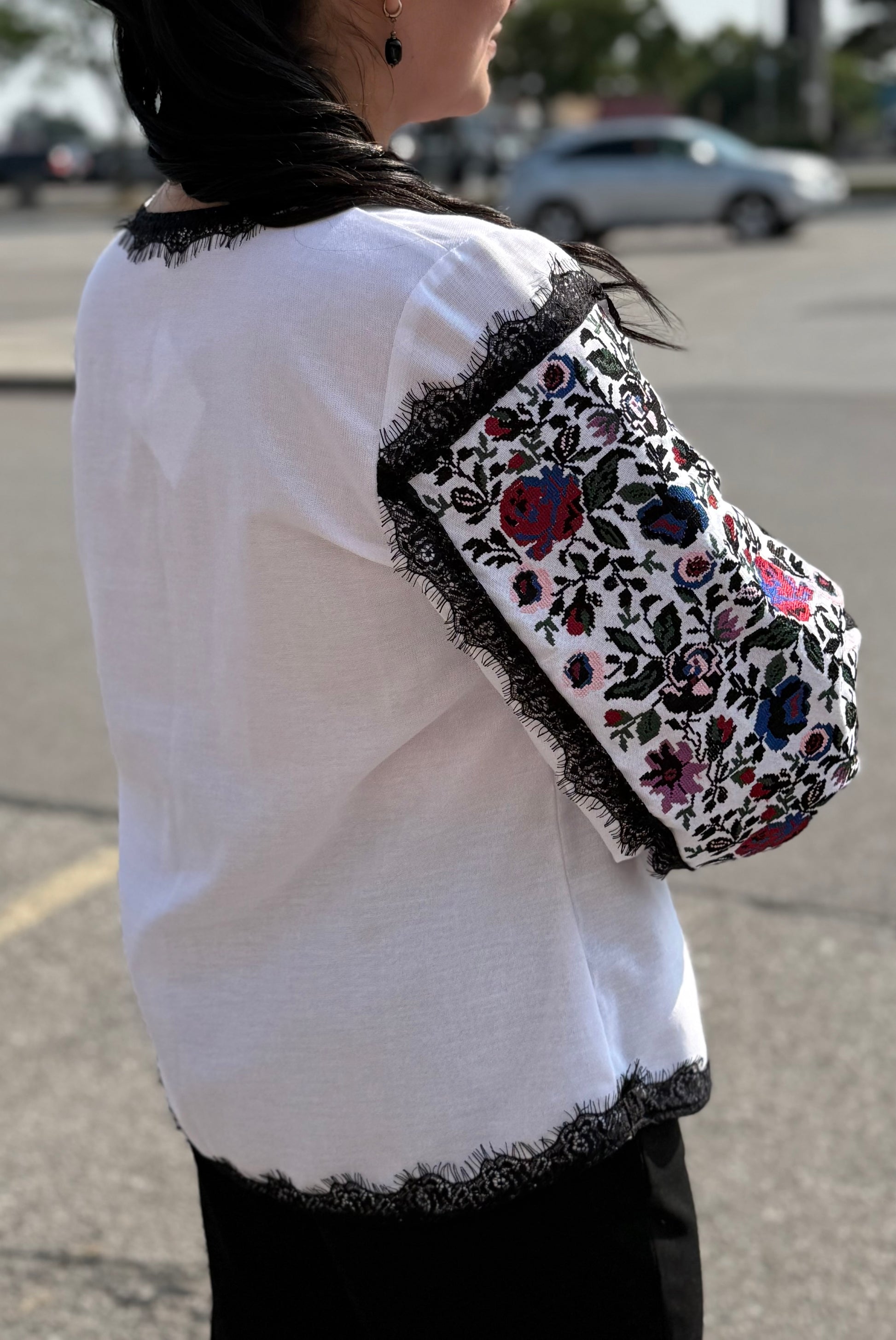 Women’s Embroidered Shirt "Kucheriava" – White Ukrainian Vyshyvanka with Floral Motifs