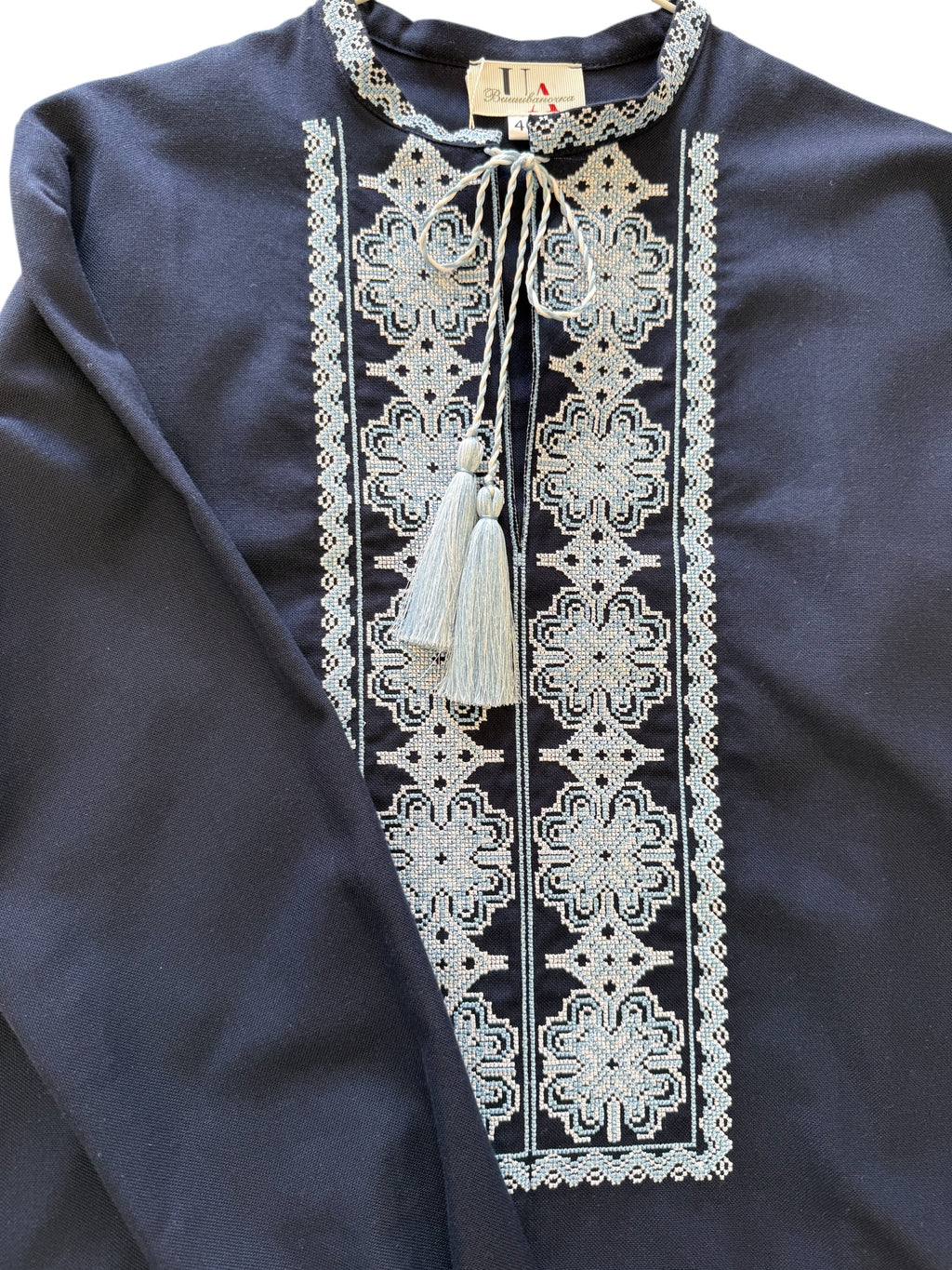 Men’s Dark Blue Vyshyvanka With Traditional Embroidery Long Sleeve