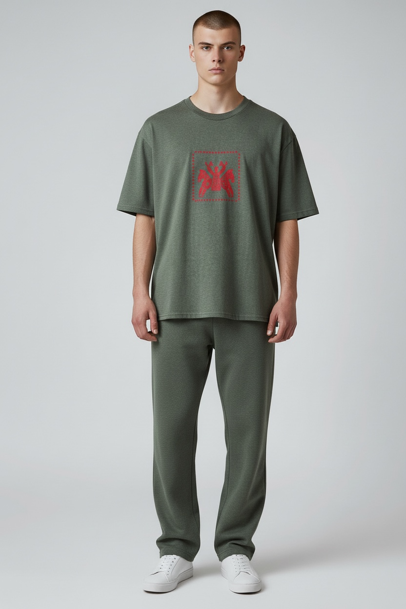 T-shirt with traditional block print