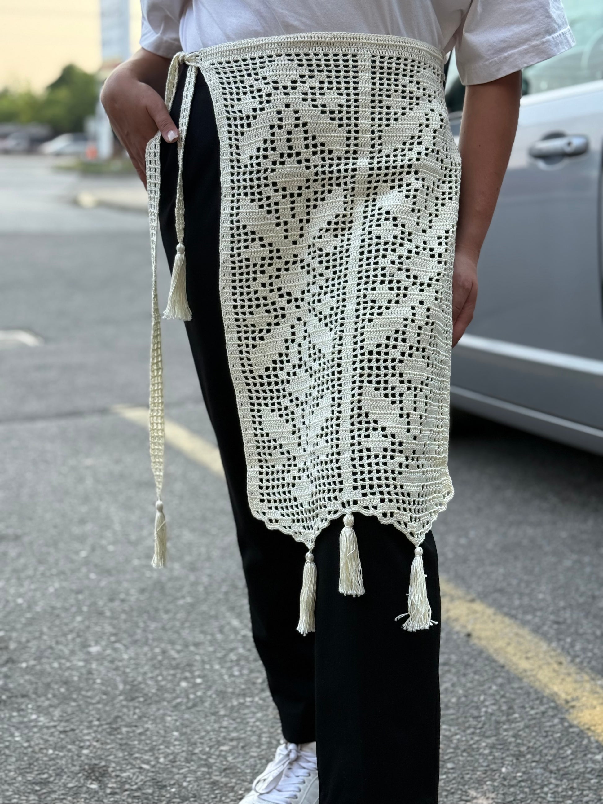 Hand-Knitted “Zapaska” with Traditional Ukrainian Ornament Cream Colour