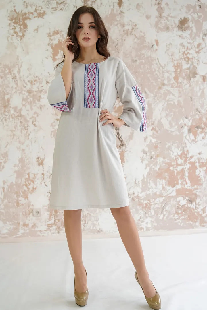 Grey Linen “Hutsulka” Dress