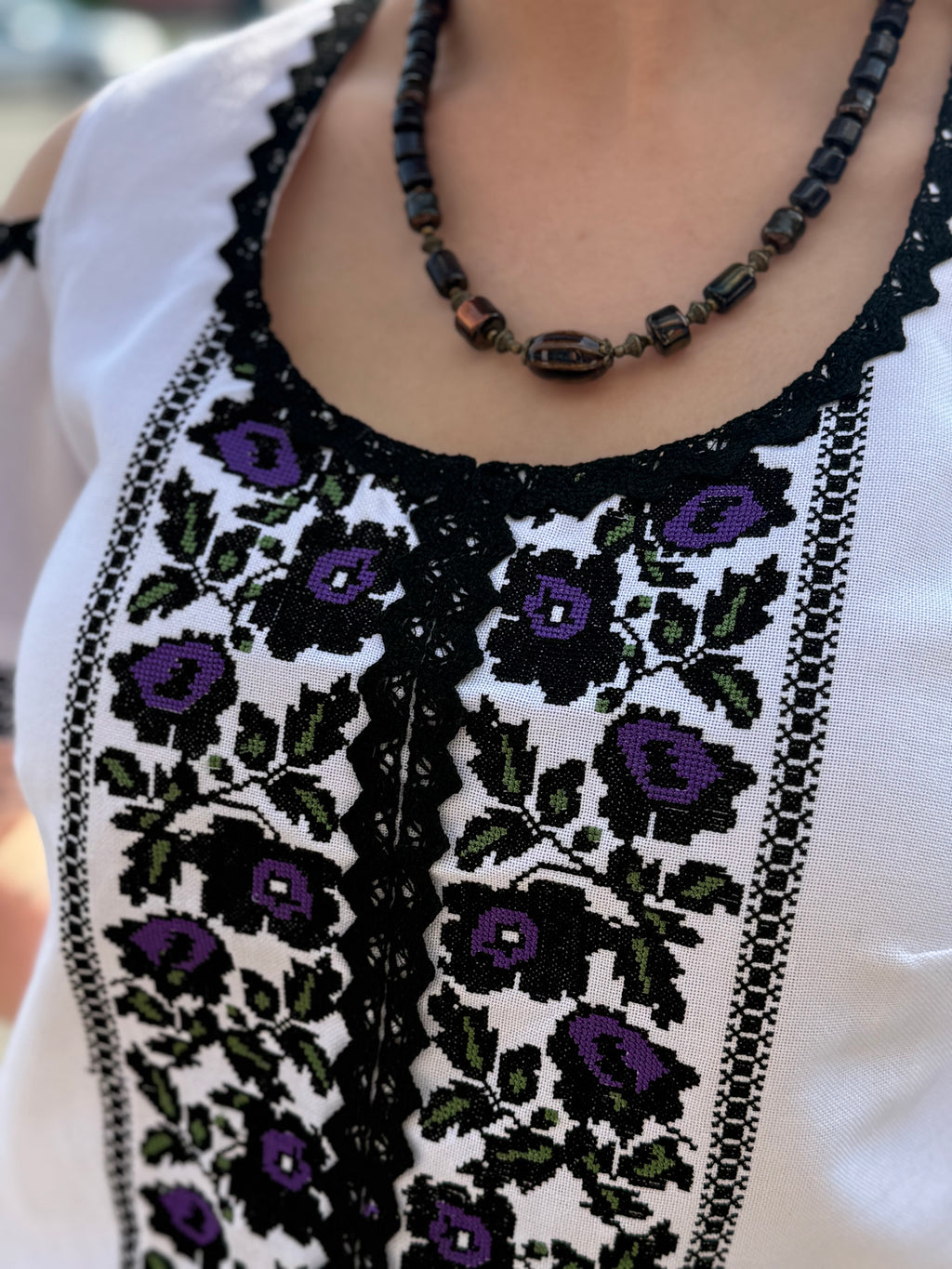 Women’s Embroidered Shirt "Festive" – Short Sleeve Ukrainian Vyshyvanka with Colorful Floral Embroidery