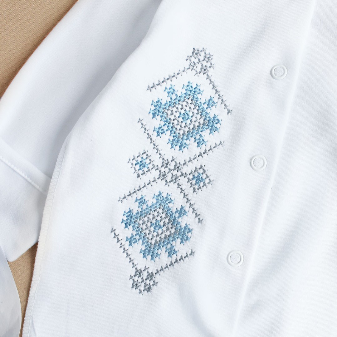 Embroidered Baby Boy Romper with Traditional Ukrainian Ornament
