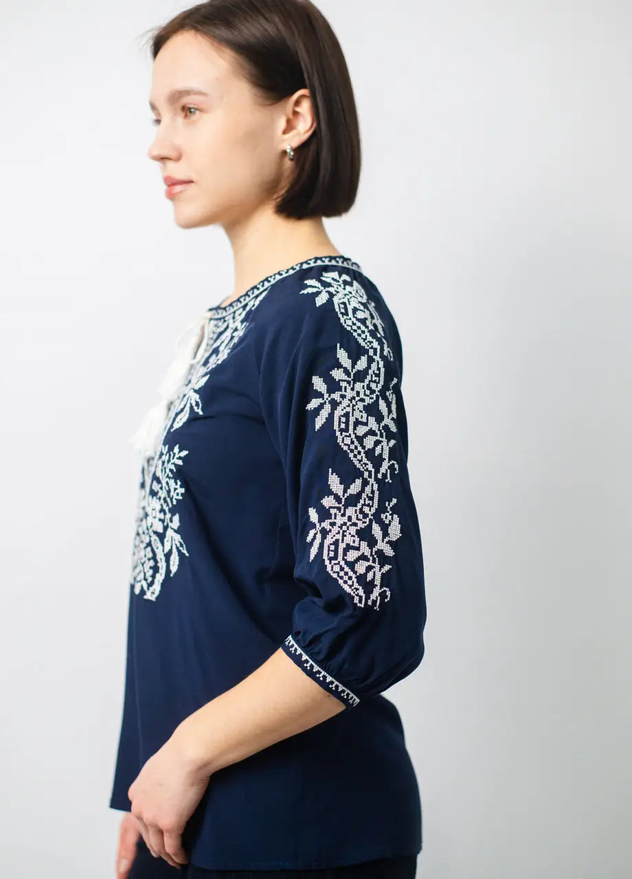 Women’s Embroidered Blouse, 3/4 Sleeve