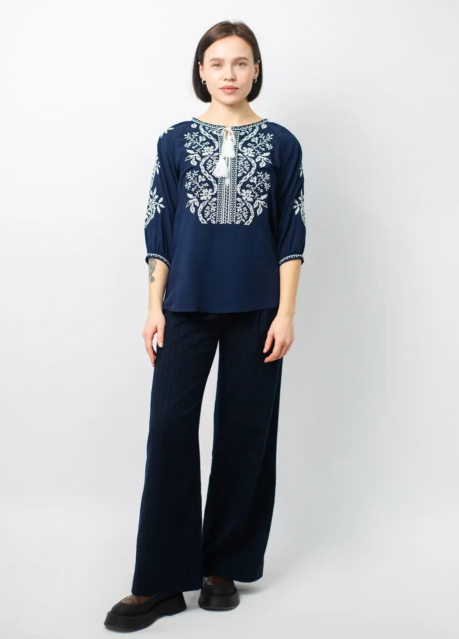 Women’s Embroidered Blouse, 3/4 Sleeve