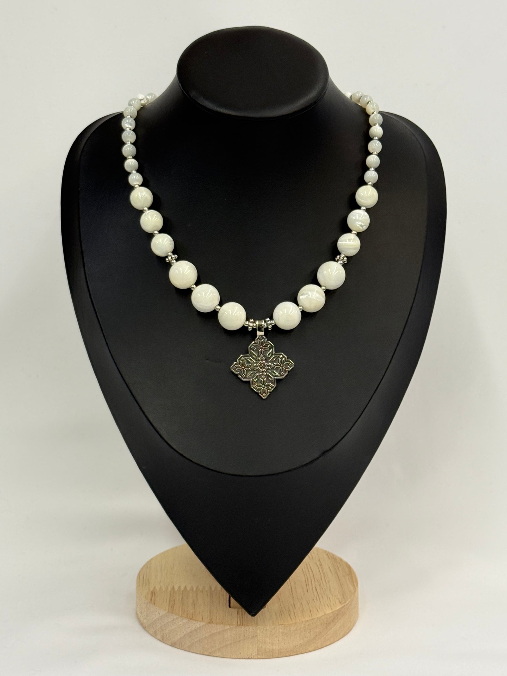Mother of Pearl Necklace with German Silver Pendant